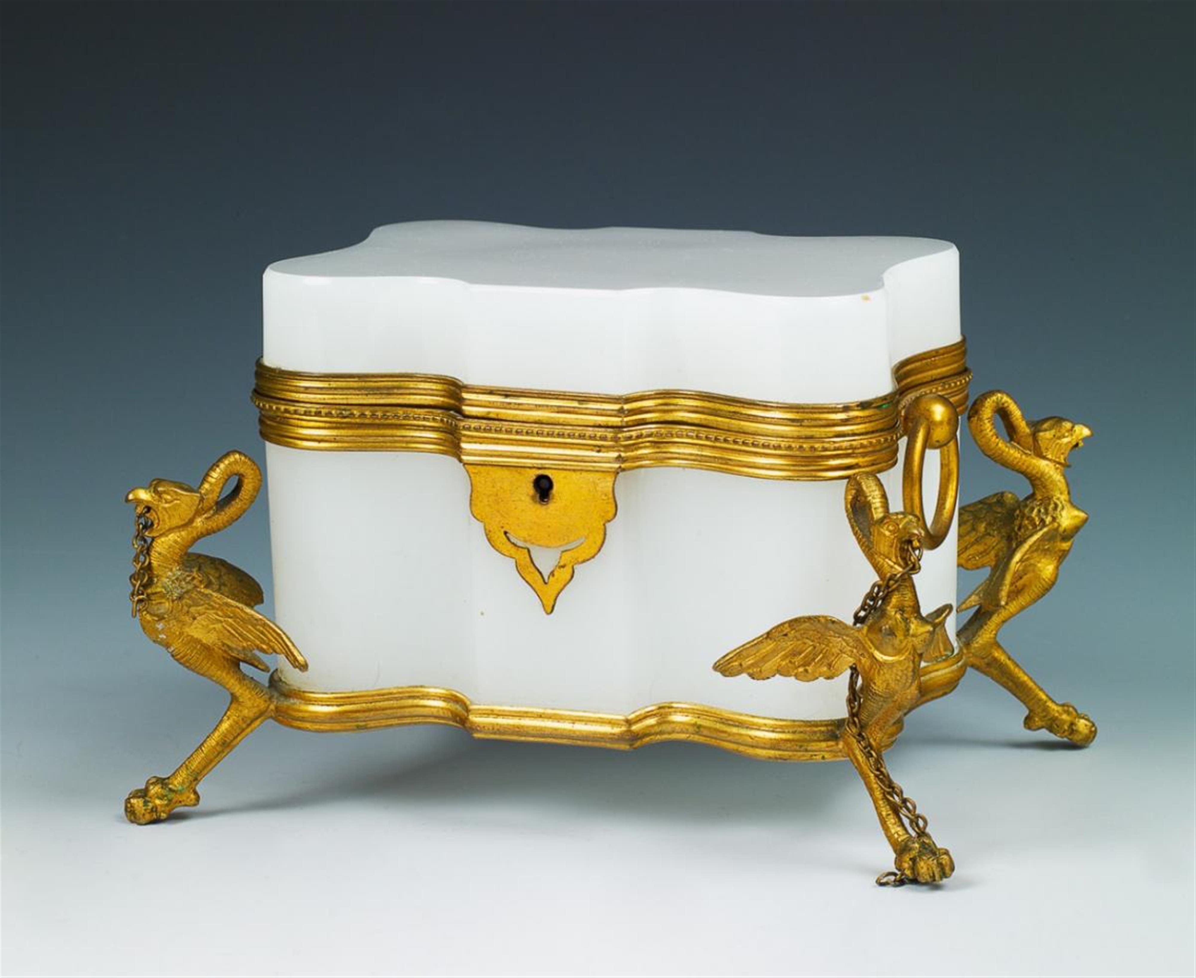 A small, Charles X ormolu-mounted alabaster glass box - image-1