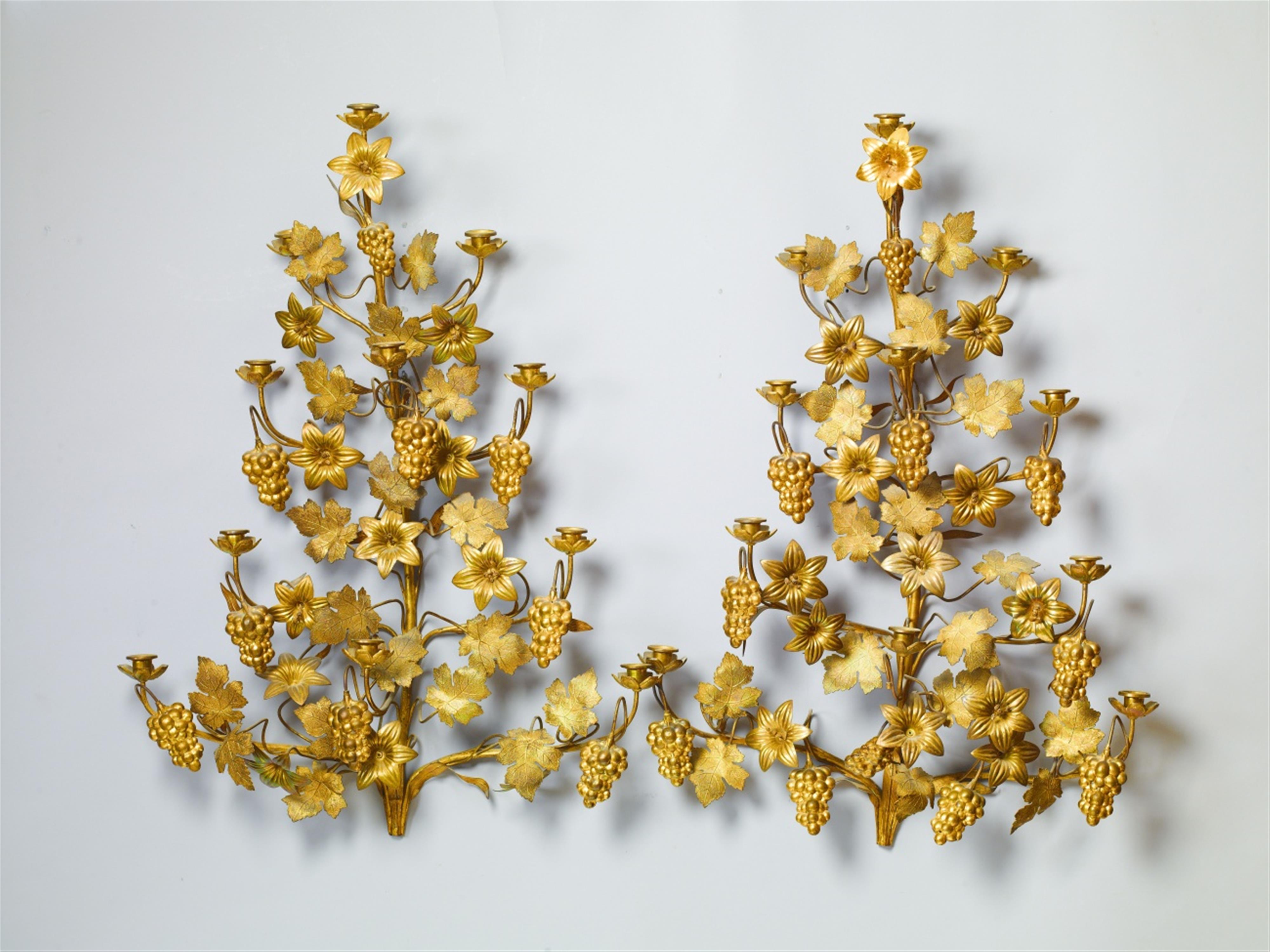 A pair of gilt brass eleven-light floriate candle appliques - image-1