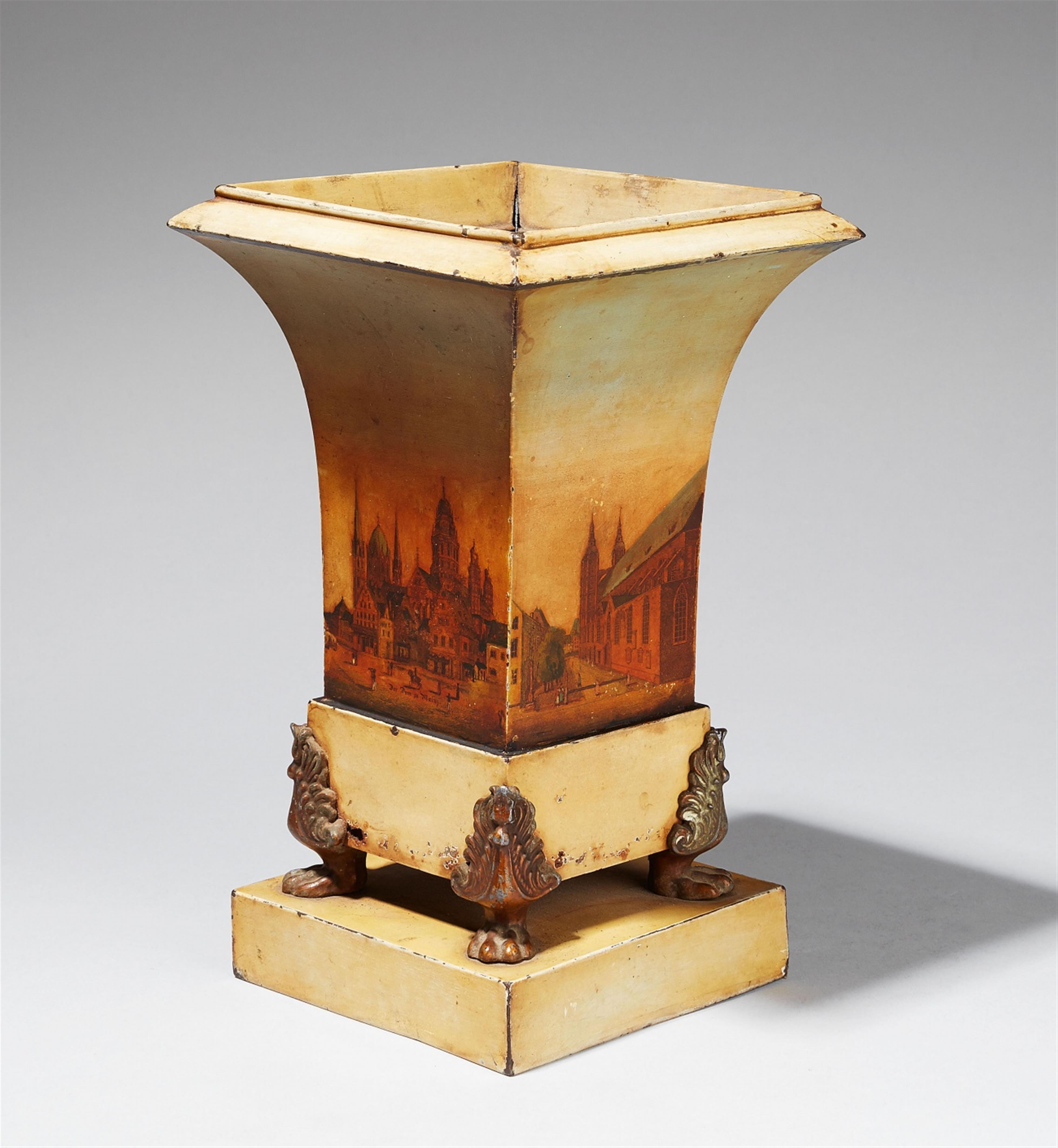 A toleware vase with views of Germany - image-1