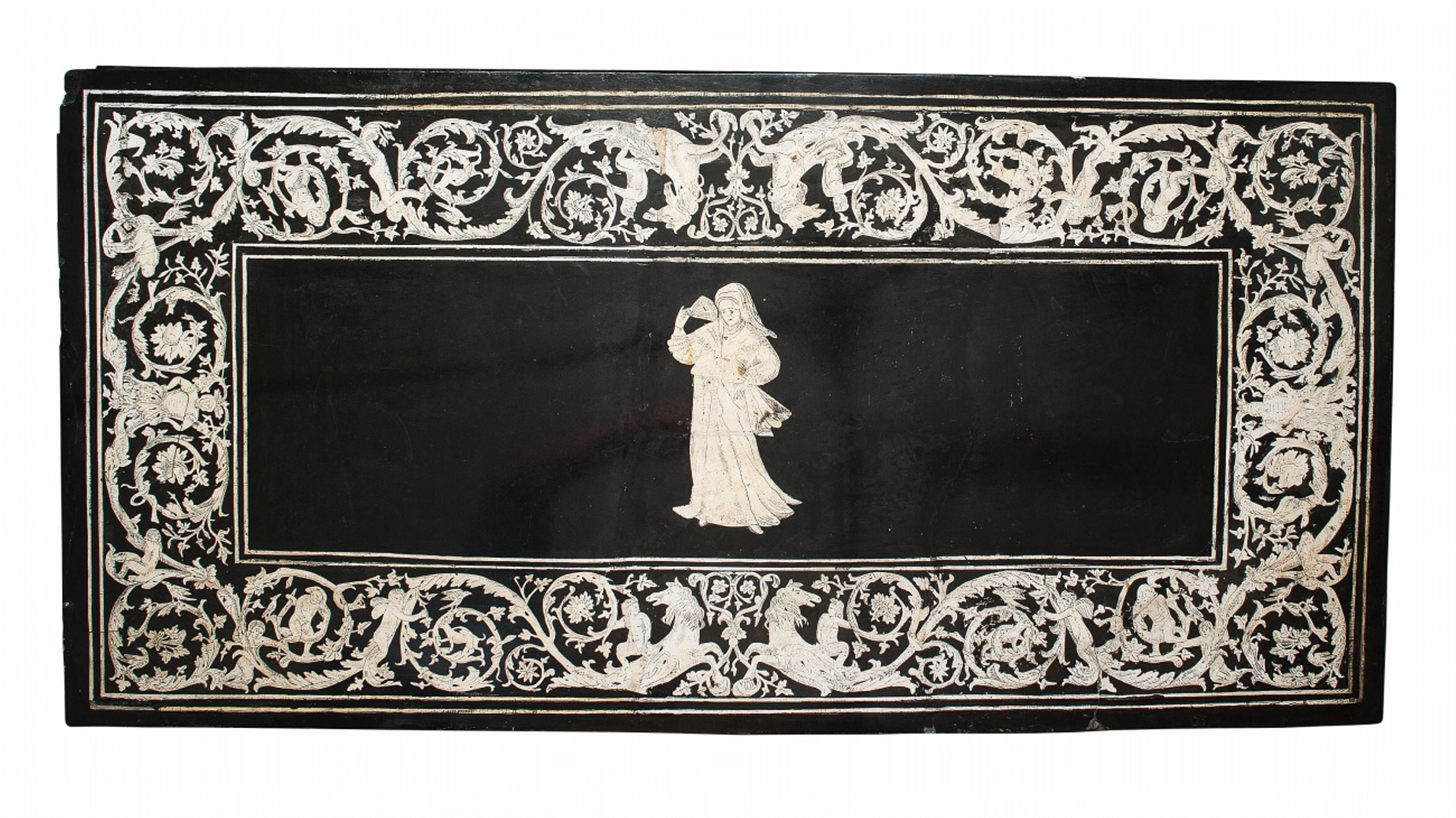 A North Italian black and white scagliola table top - image-2