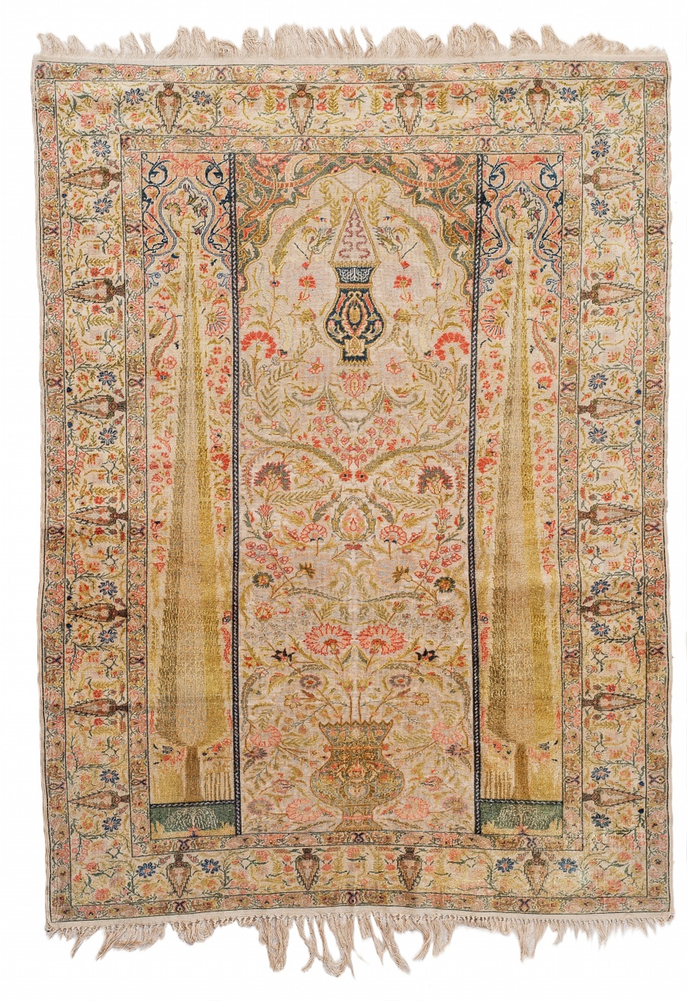 A Turkish silk prayer rug - image-1