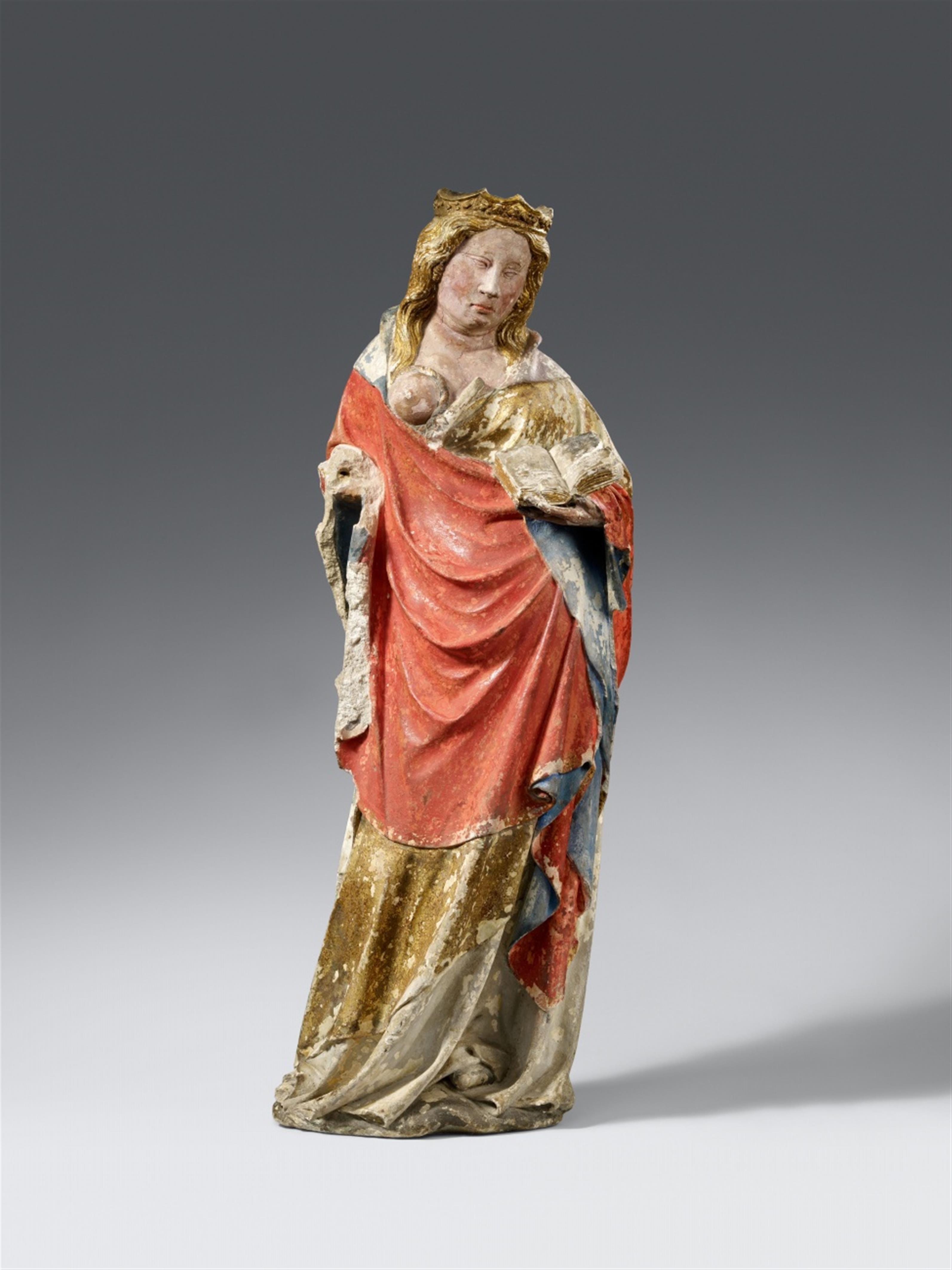 Maasland second half 14th century - A limestone figure of Saint Agatha, Maasland, second half 14th century - image-1