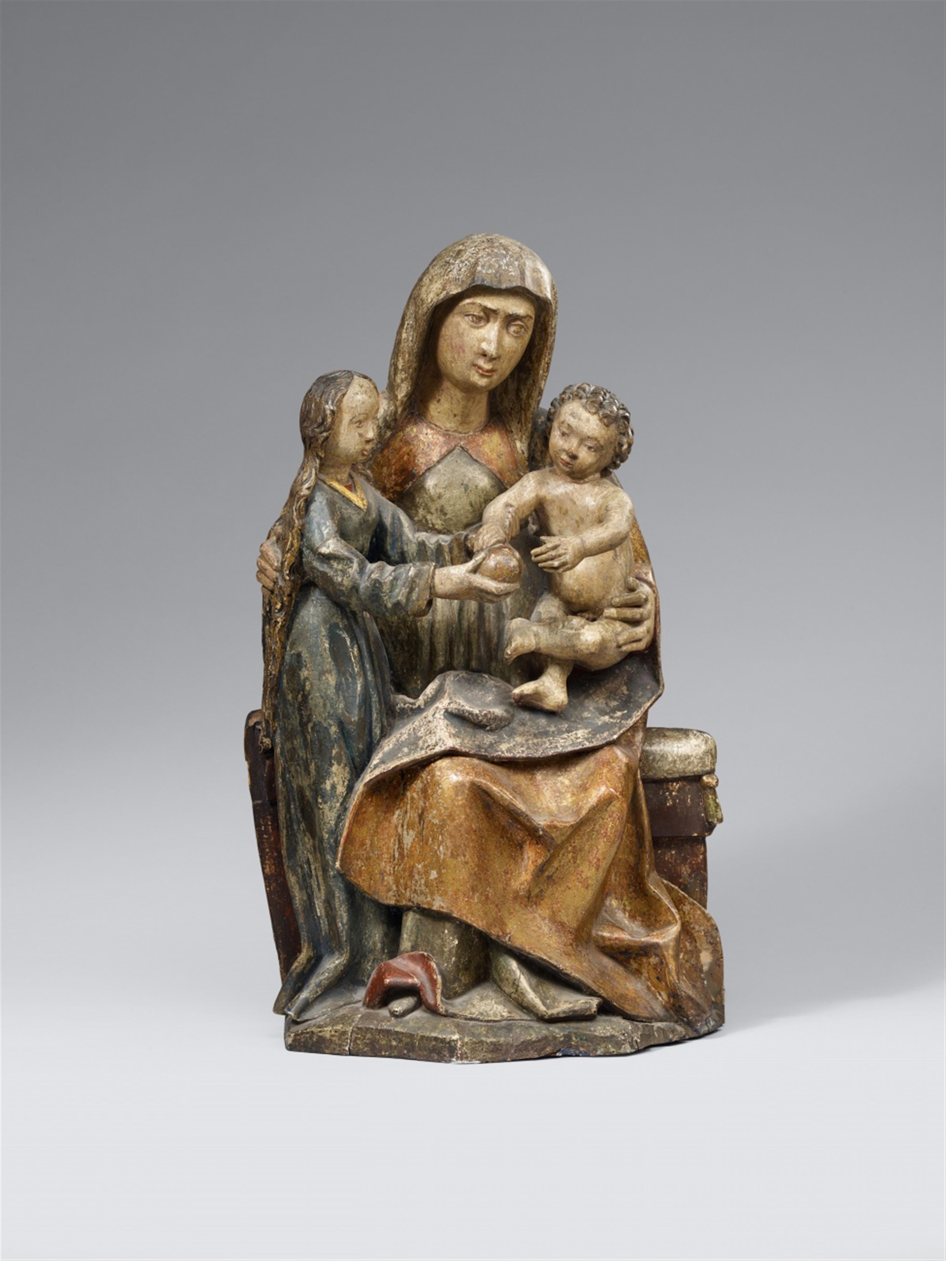 Franconia late 15th century - A late 15th century Franconian wooden Anna Selbdritt group - image-1