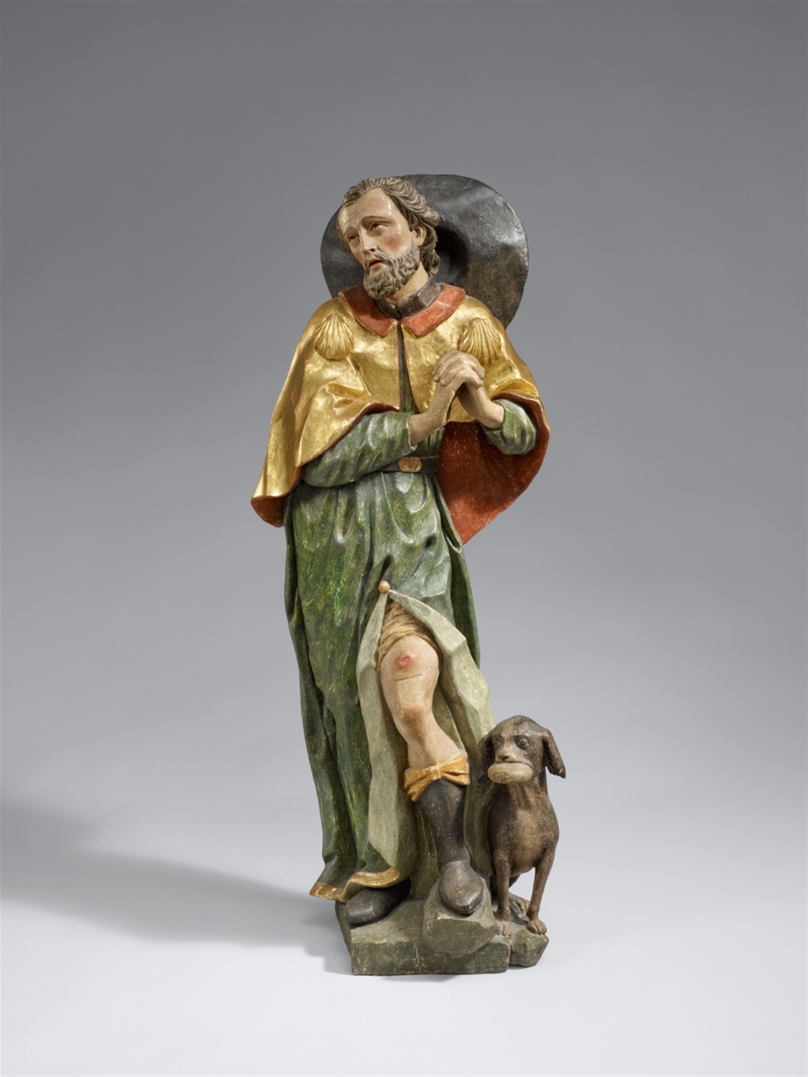 South German 18th century - An 18th century South German carved wood figure of Saint Roch - image-1