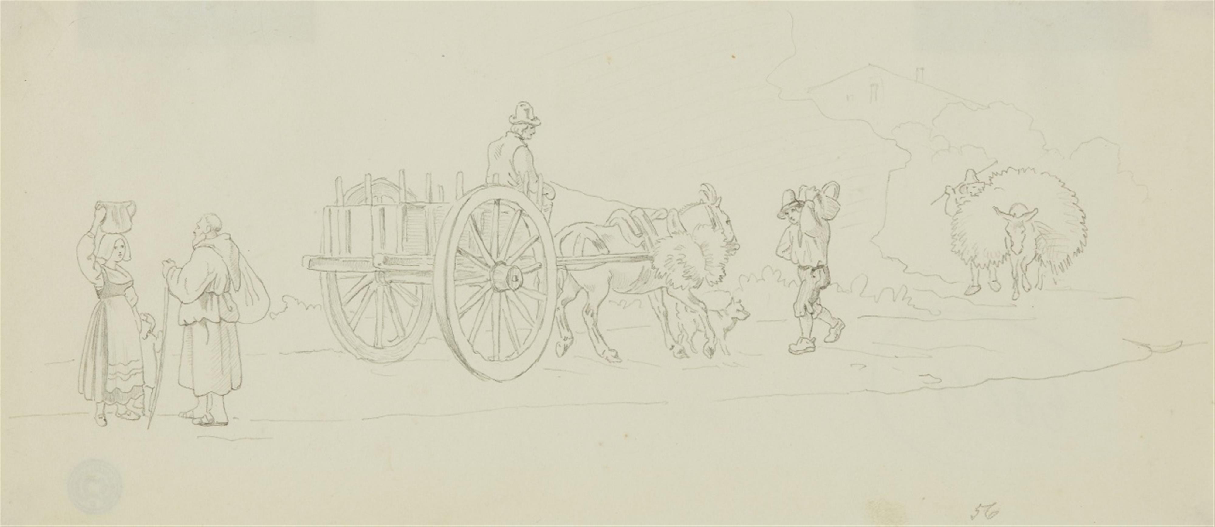 Ludwig Richter, attributed to - A Horse Cart and Figures - image-1