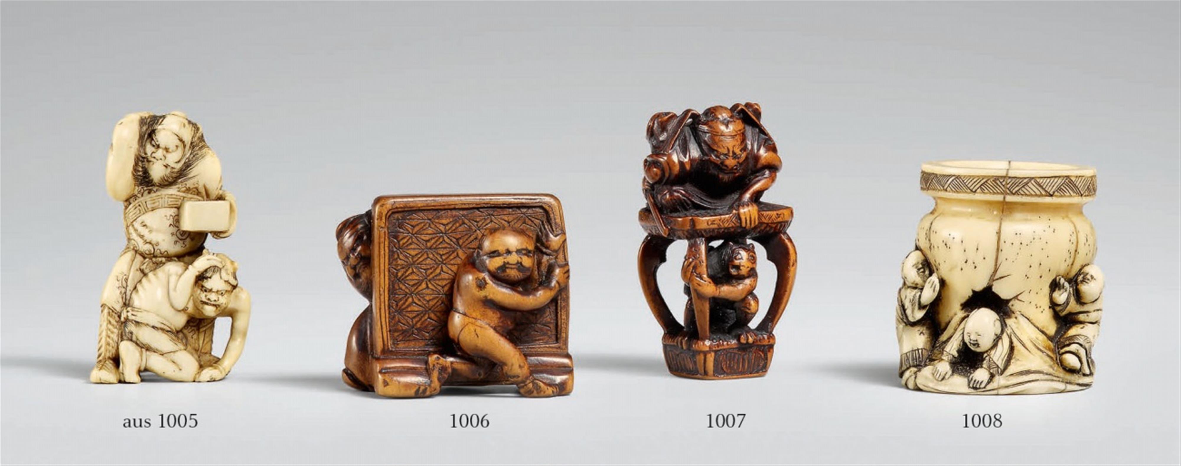 Zwei Netsuke. Elfenbein. 2. Hälfte 19. Jh. - image-1