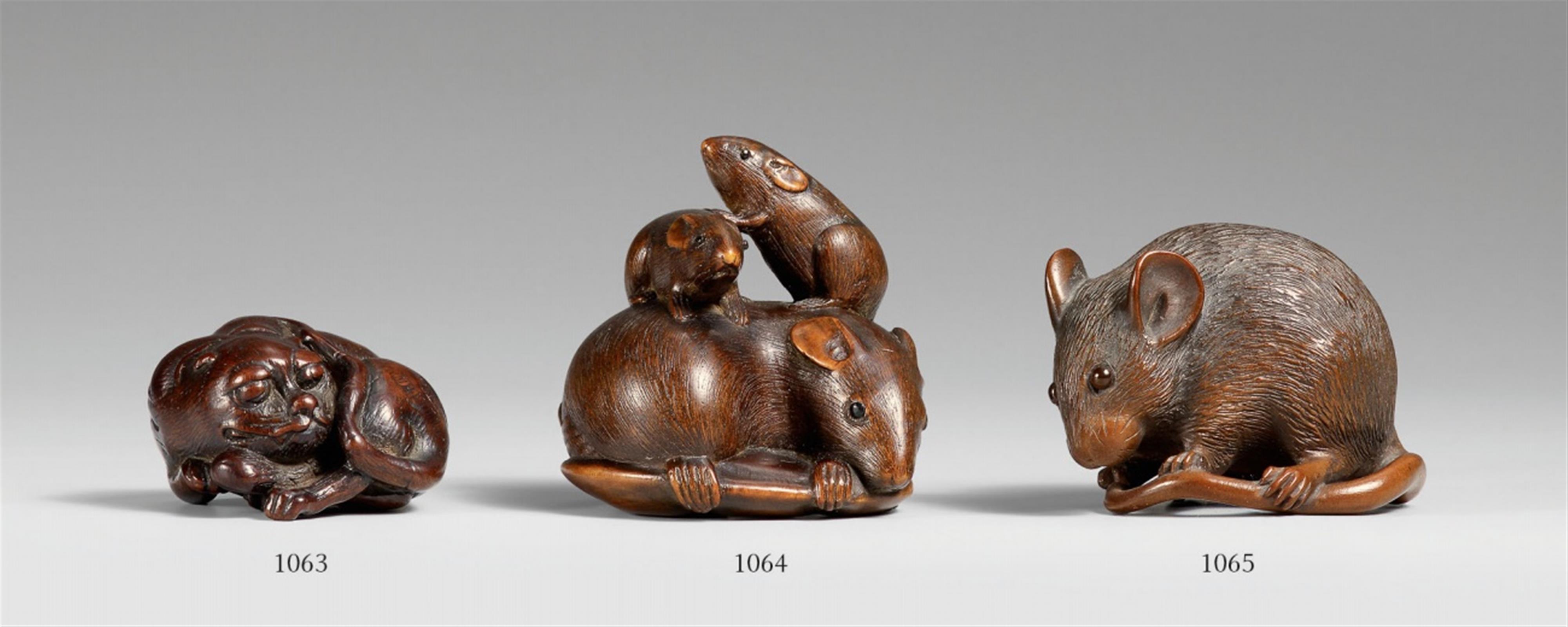 An boxwood netsuke of group of rats. Second half 19th century - image-1