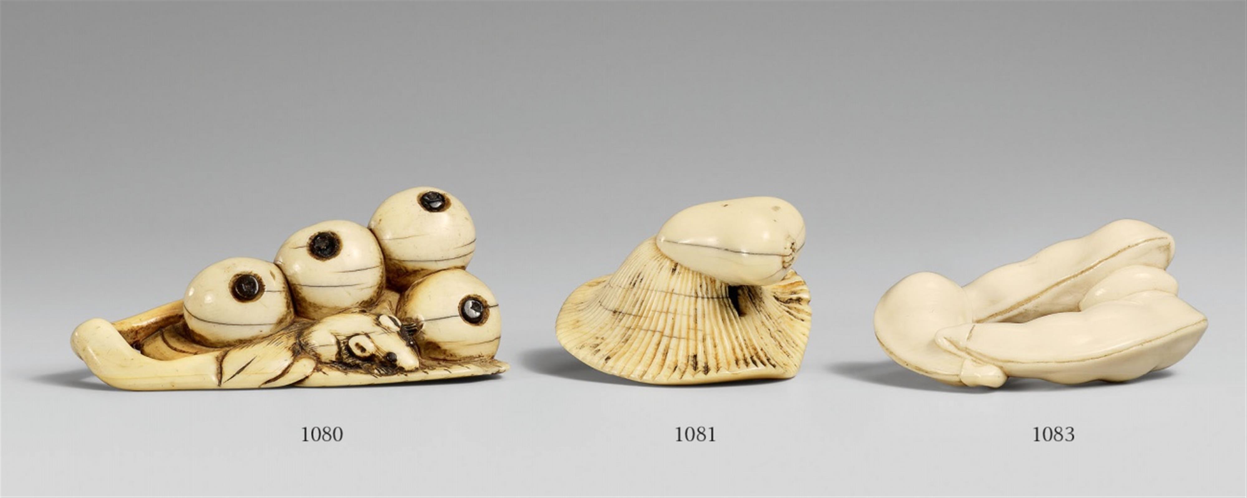 An ivory netsuke of biwa and a squirrel. Late 18th/early 19th century - image-1