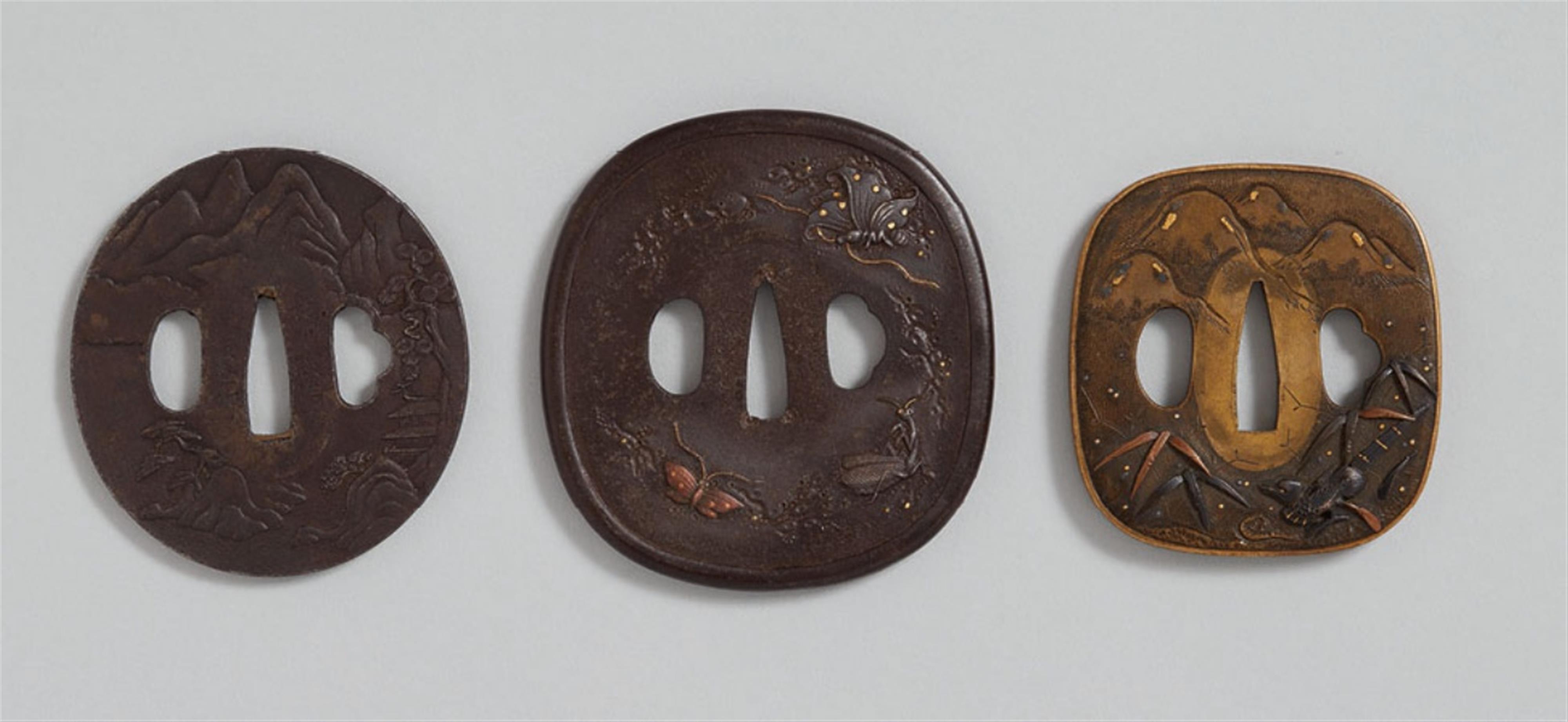 Two iron tsuba and one of sentoku. 19th century - image-1