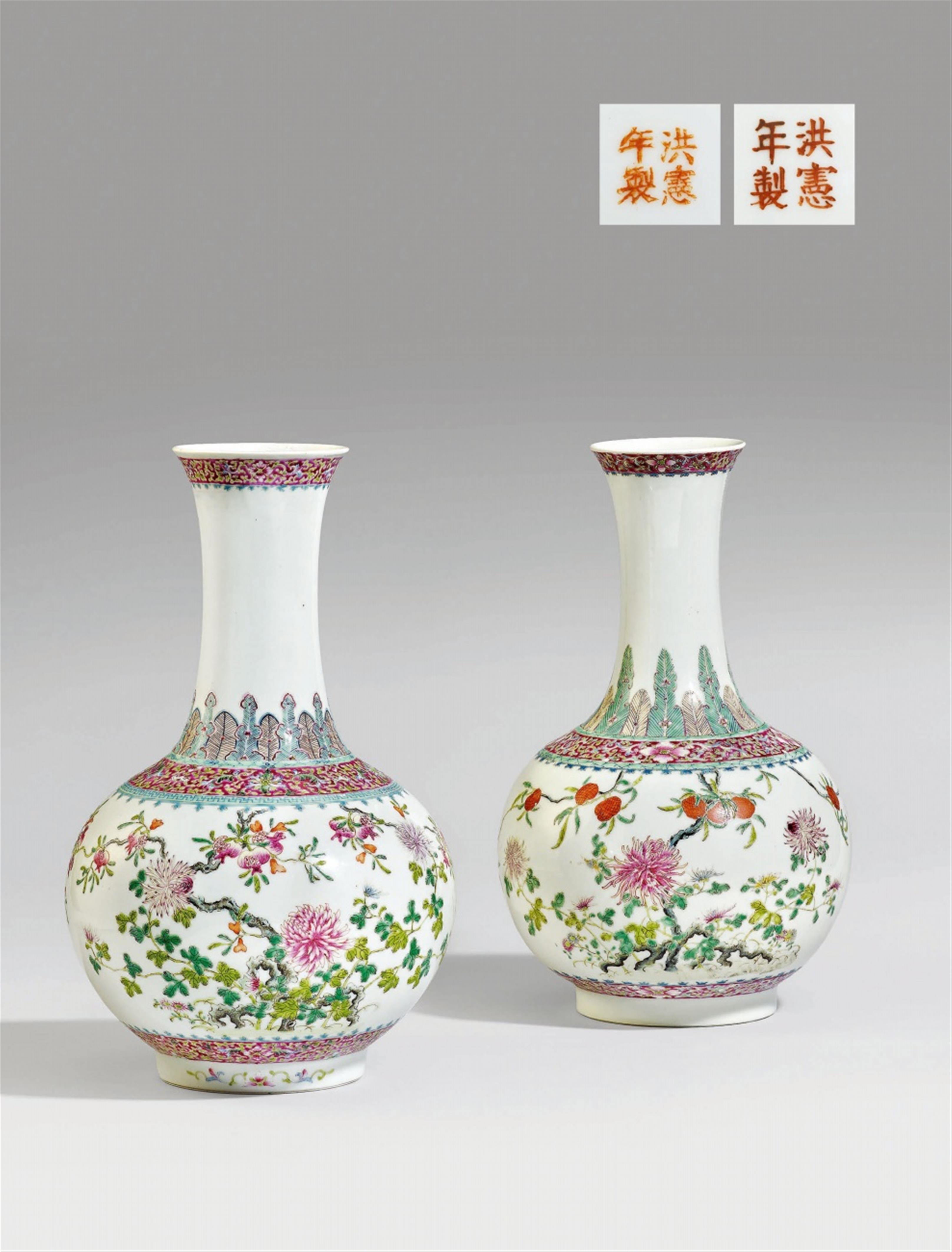 A pair of fencai vases. First half 20th century - image-1