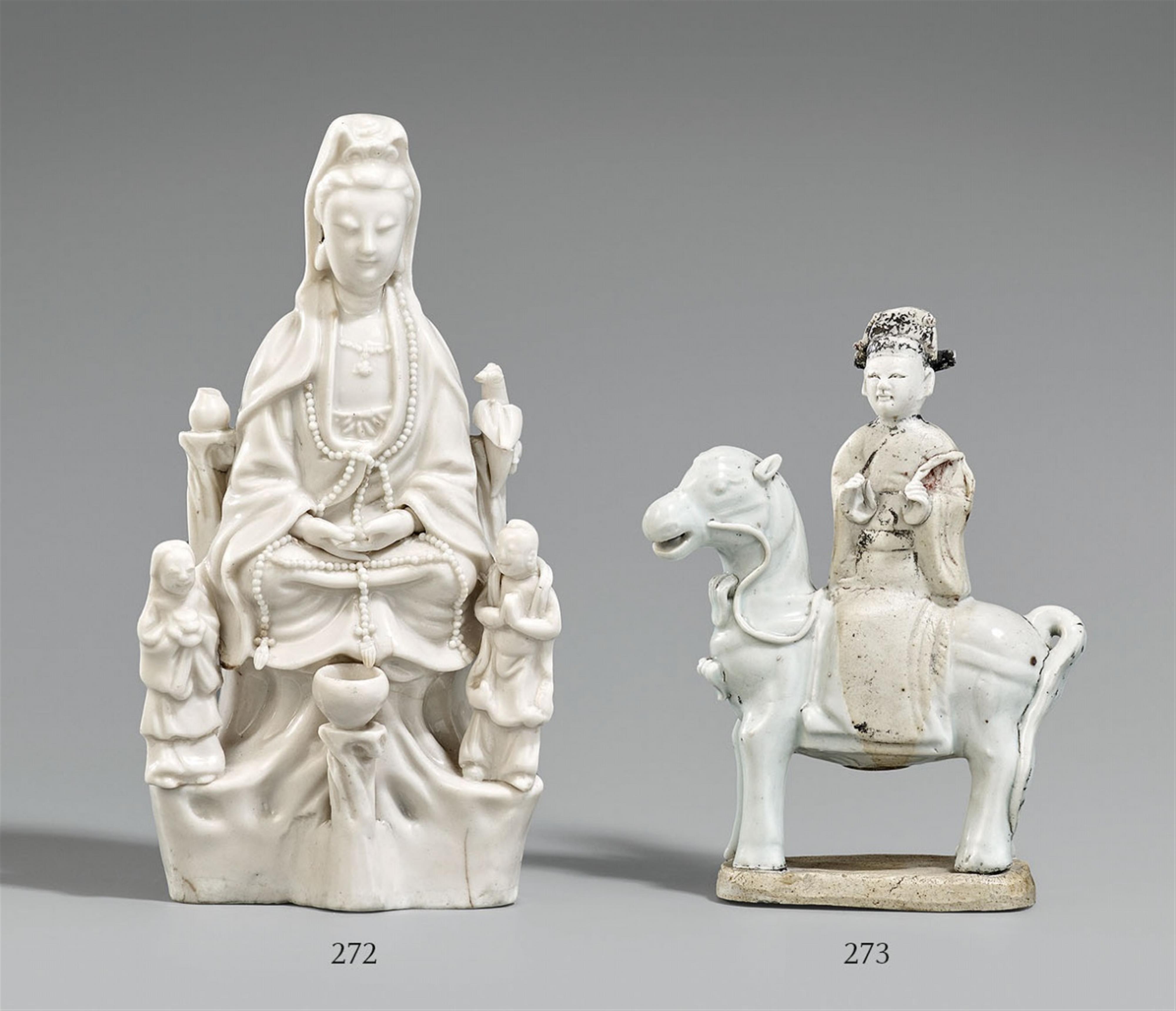 Blanc de Chine-Figur einer sitzenden Guanyin. Qing-Zeit (1644-1911) - image-1