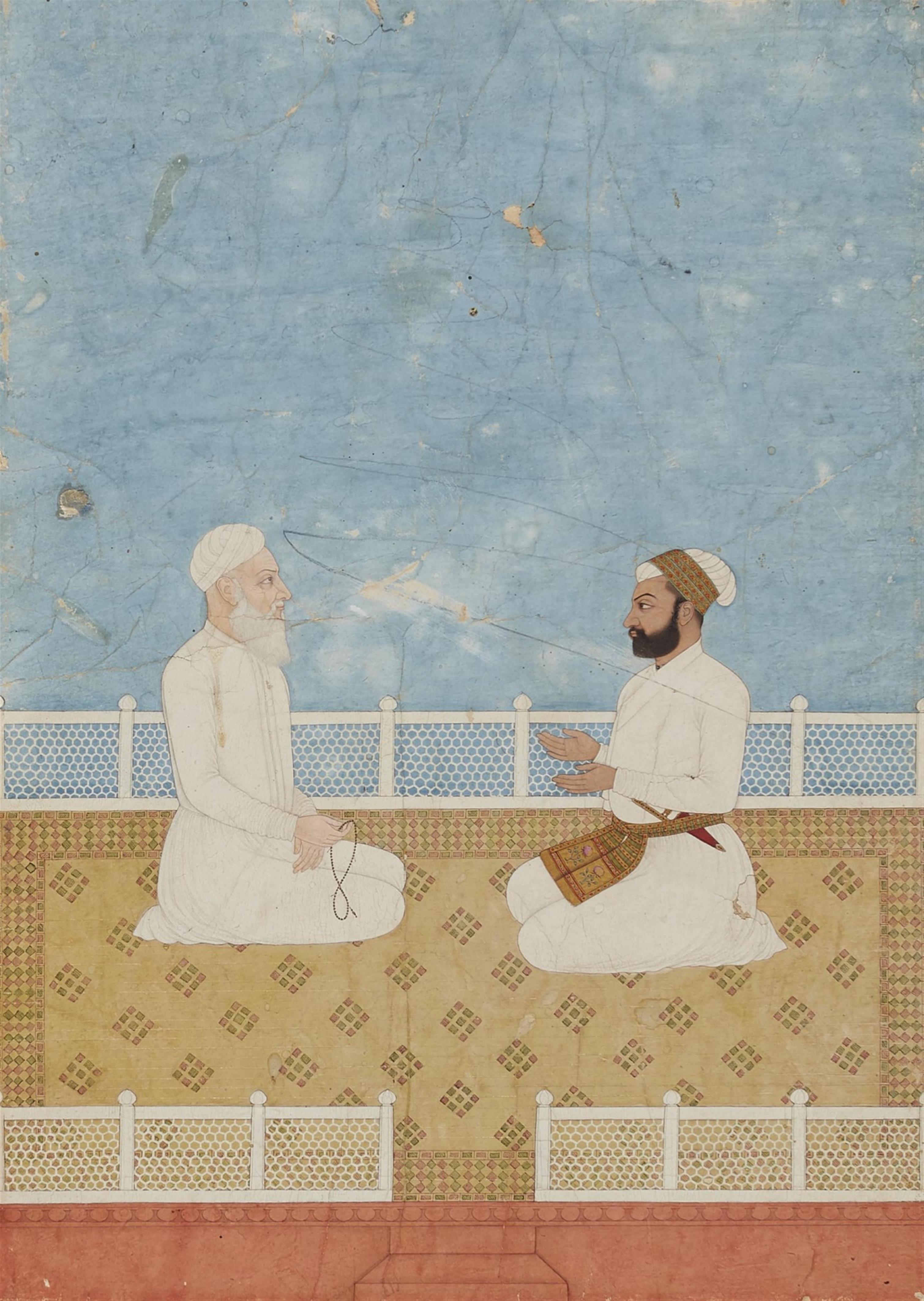 Two folio with Mughal portraits. Late19th century - image-2