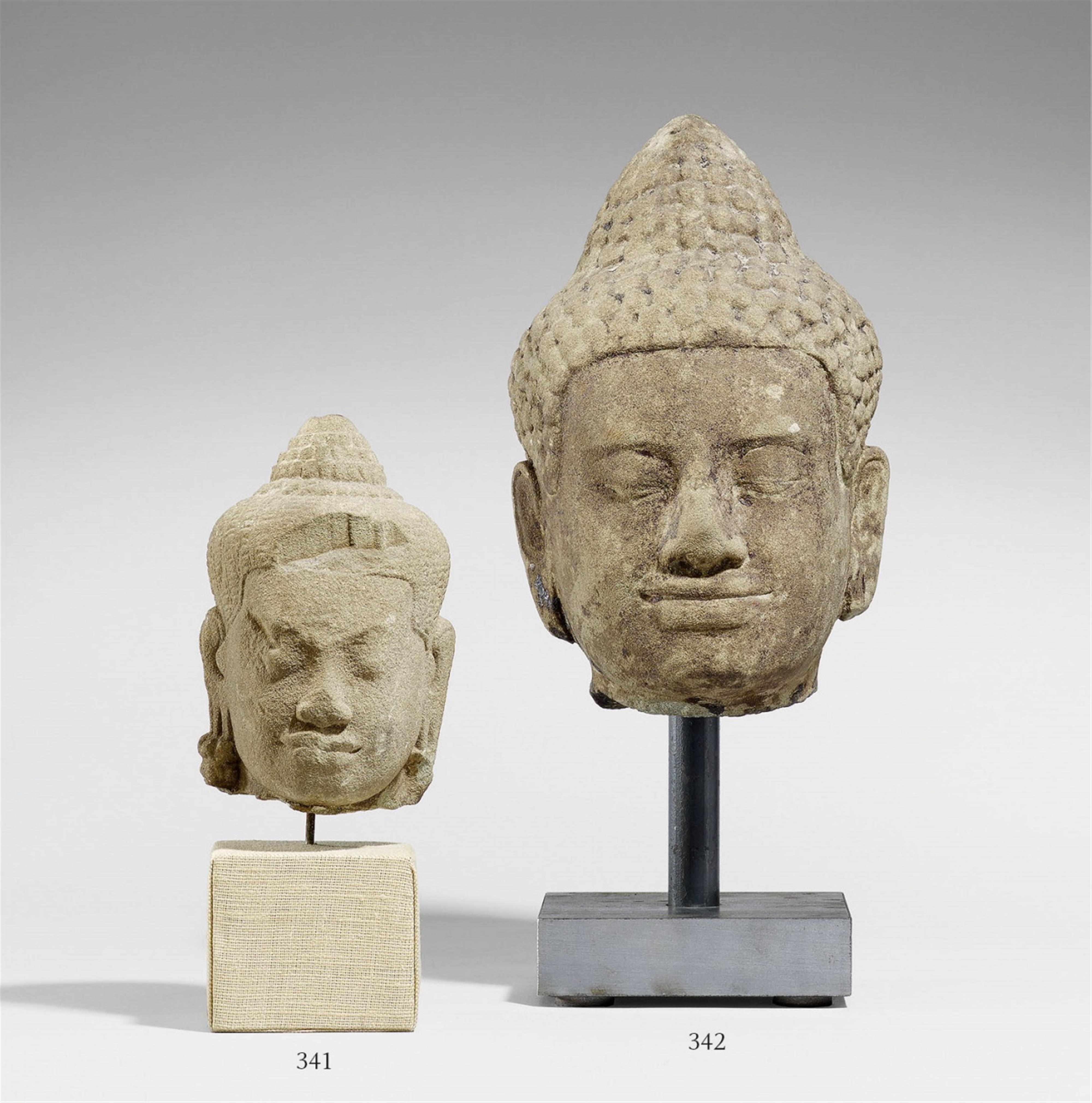 A Lopburi sandstone head of a Buddha. Thailand. 13th century - image-1