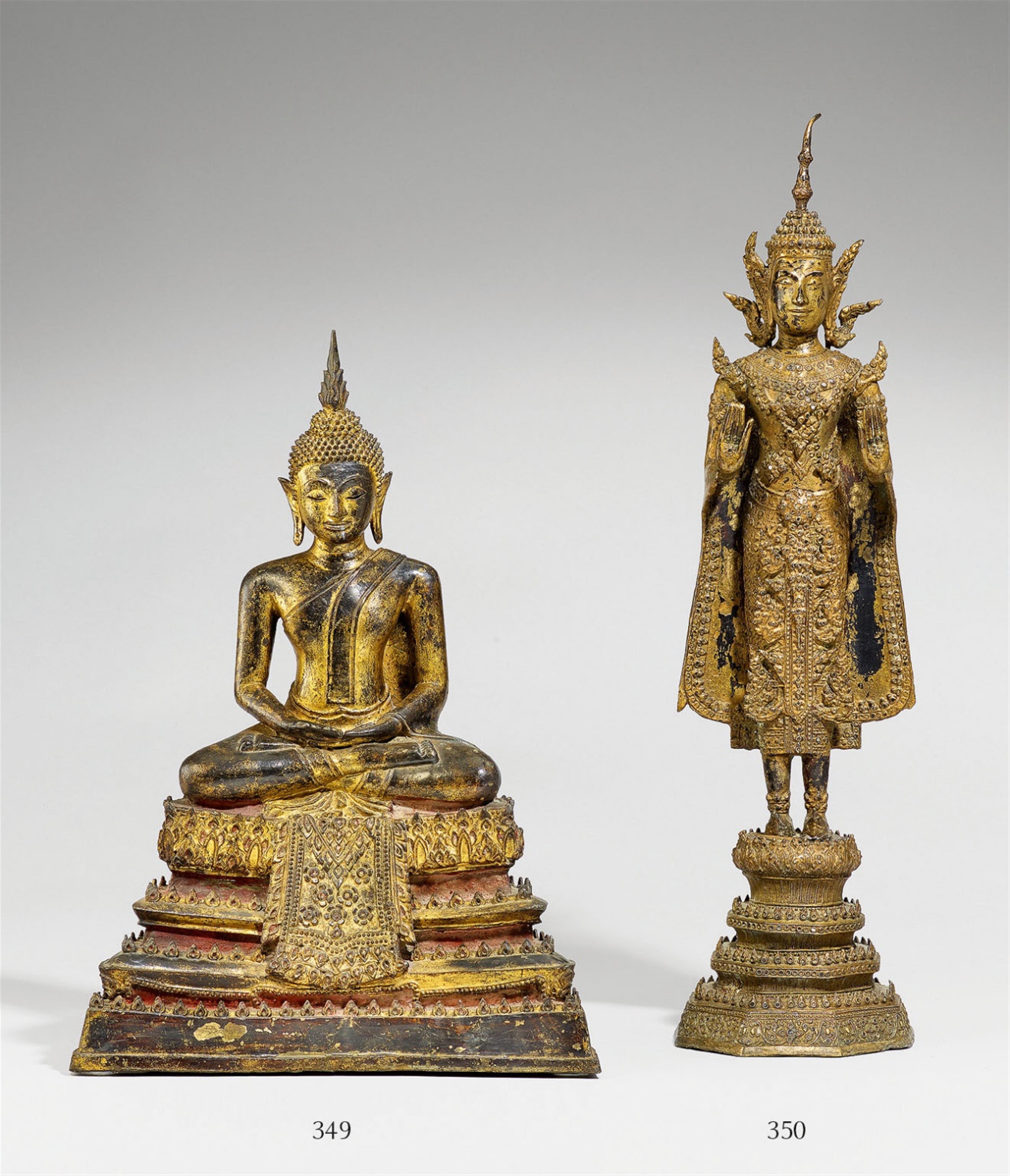 A Ratanakosin lacquered and gilt bronze figure of Buddha Shakyamuni. Thailand. 19th century - image-1