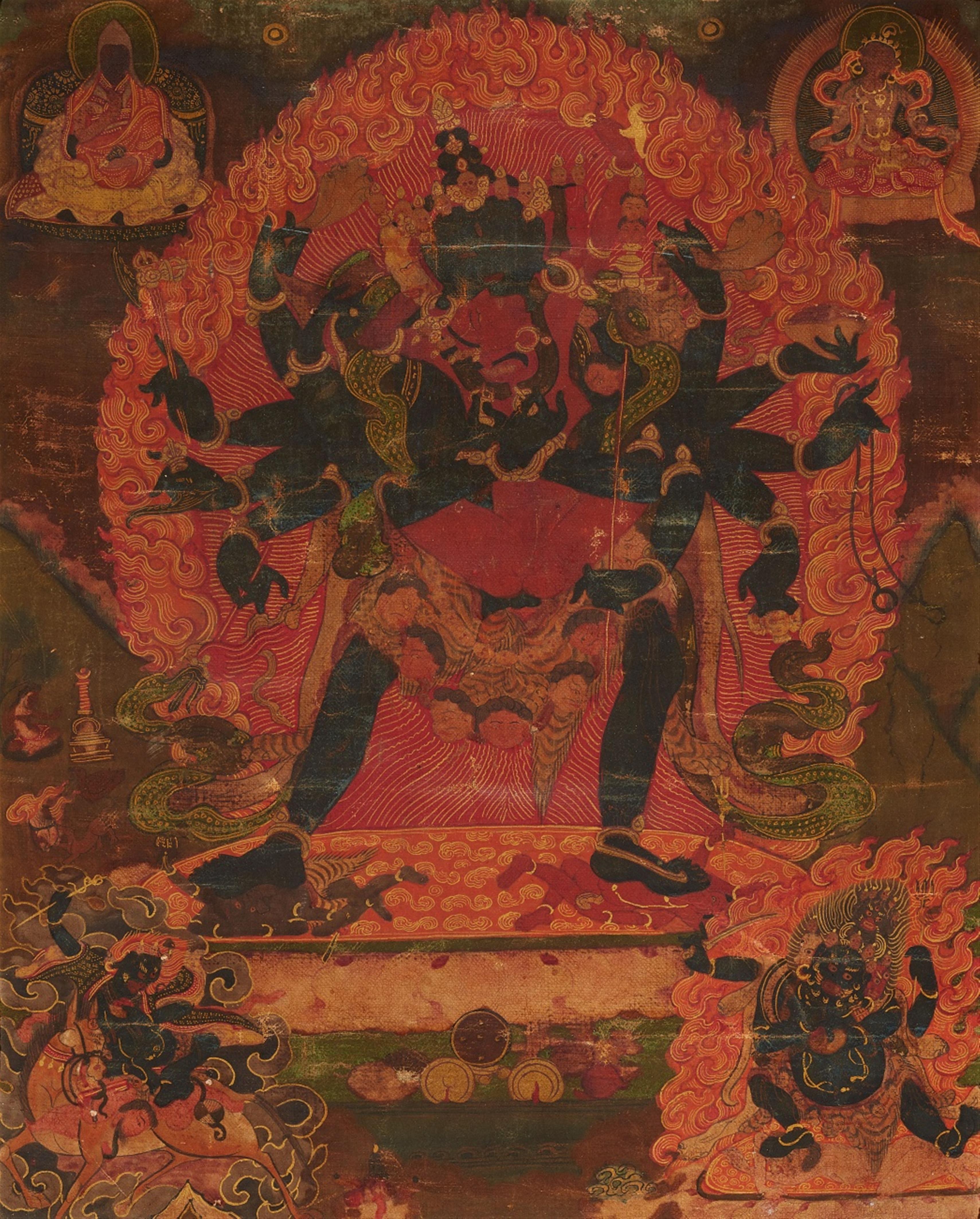 A Tibetan thangka of Chakrasamvara yab yum. 18th/19th century - image-1