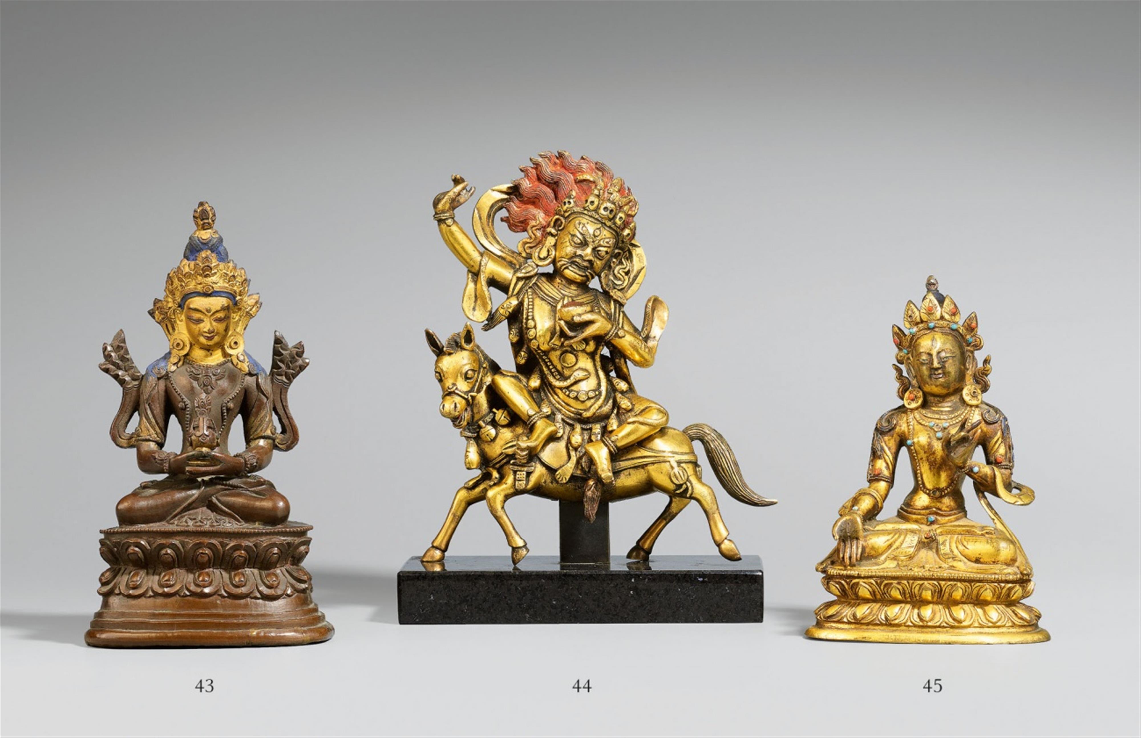 A Sinotibetan gilt bronze figure of Palden Lhamo. 18th century - image-1