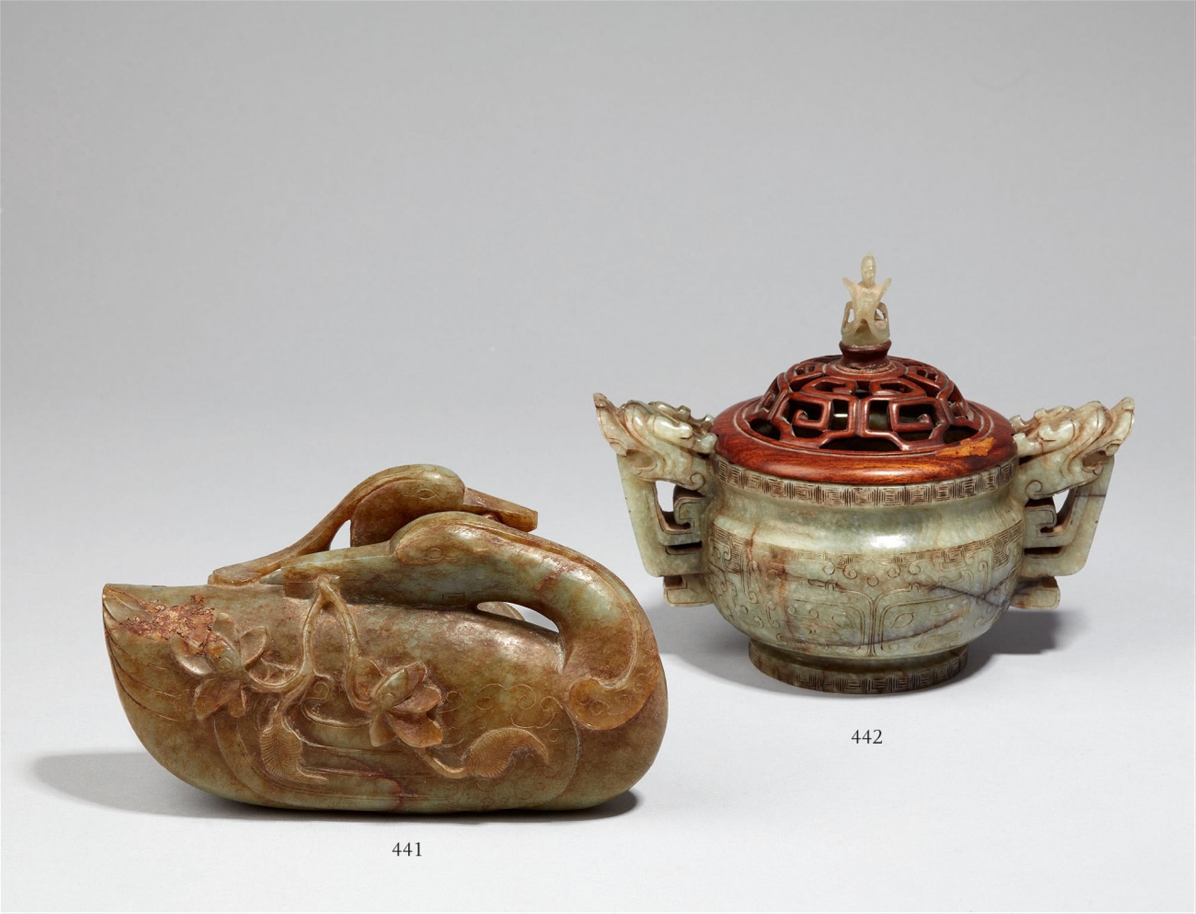 A green jade incense burner - image-1