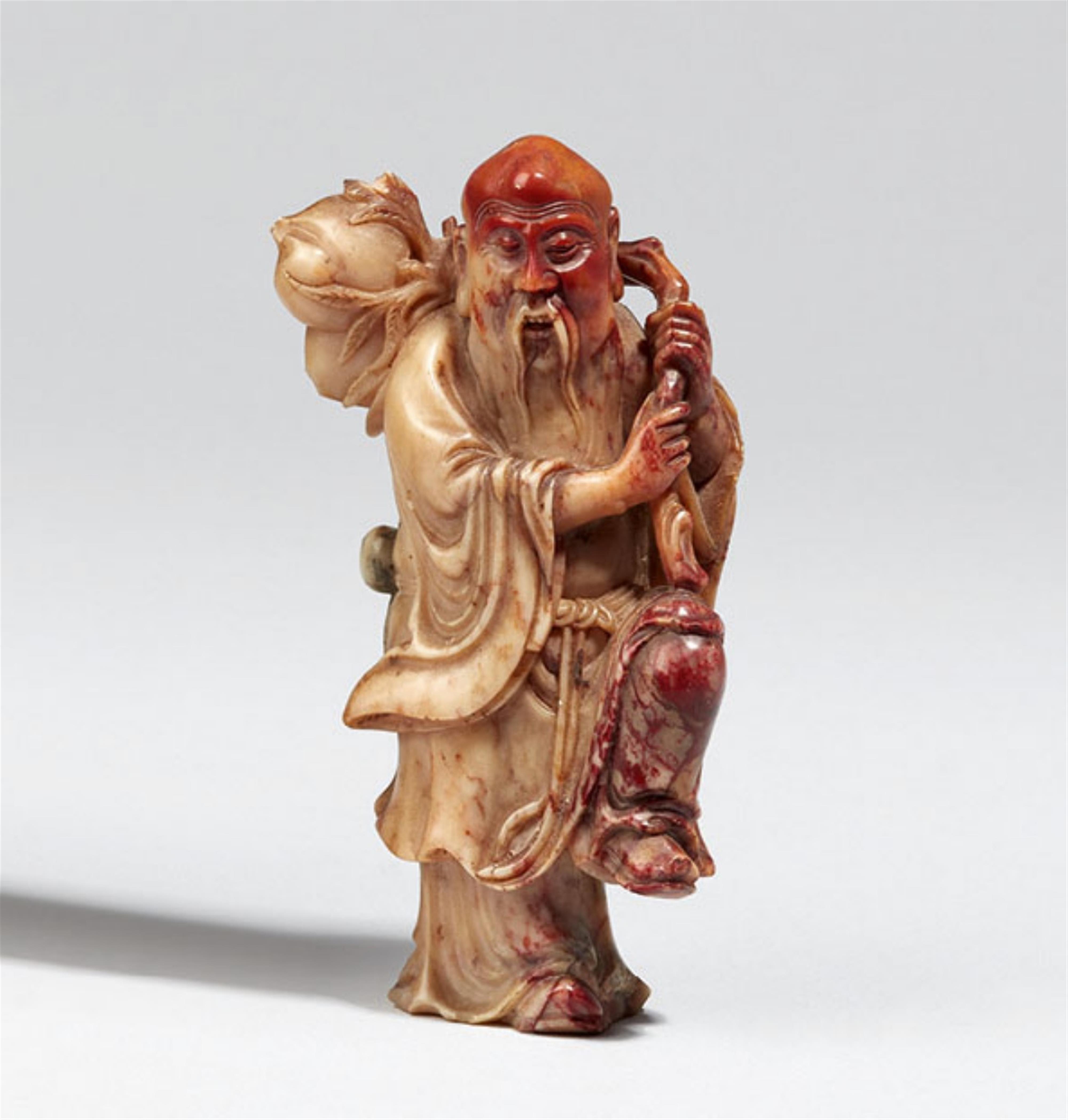 A soapstone carving of Shoulao. 19th/20th century - image-1