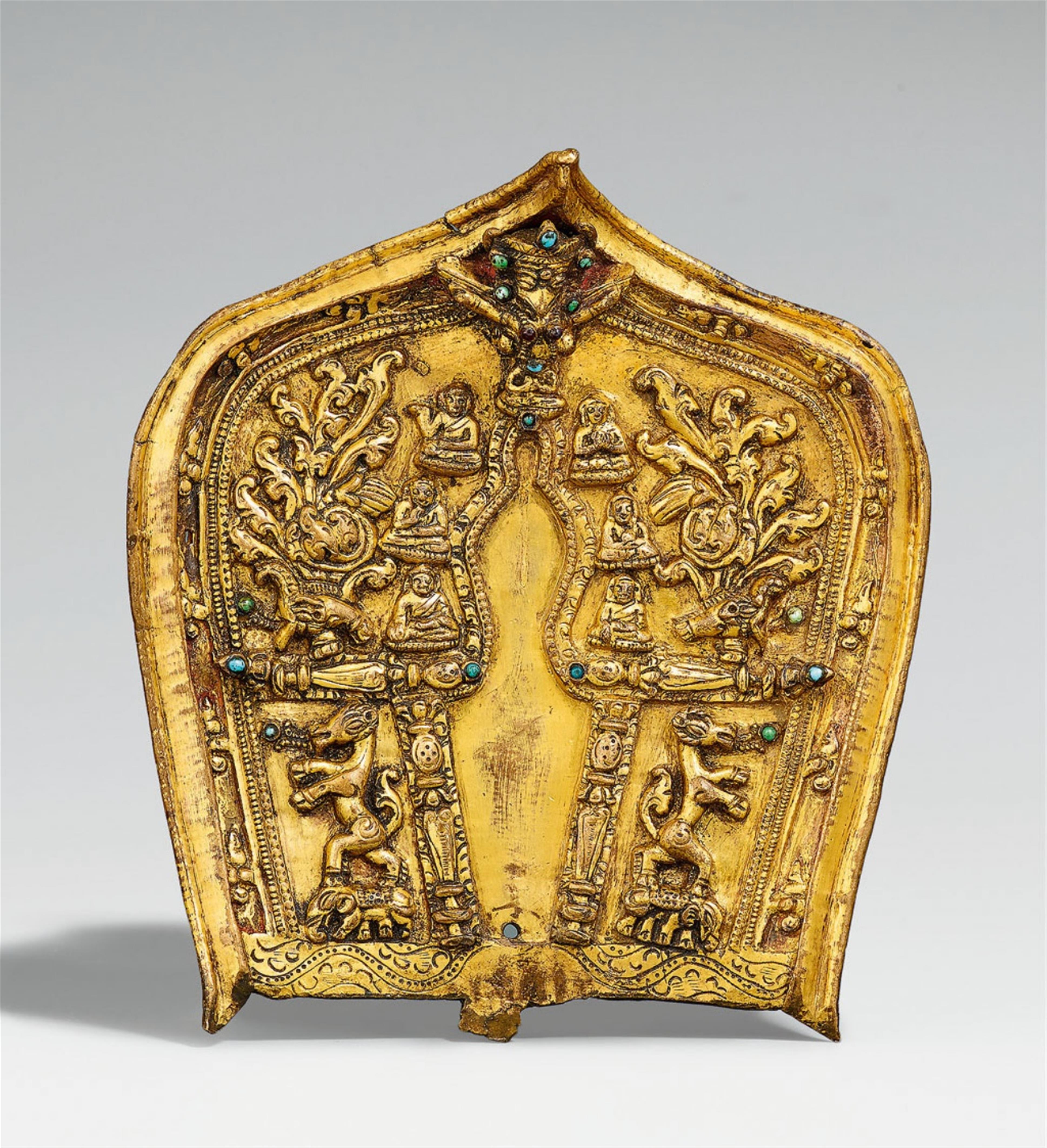 Gloriole. Feuervergoldete Bronze. Nepal. Wohl 18. Jh. - image-1
