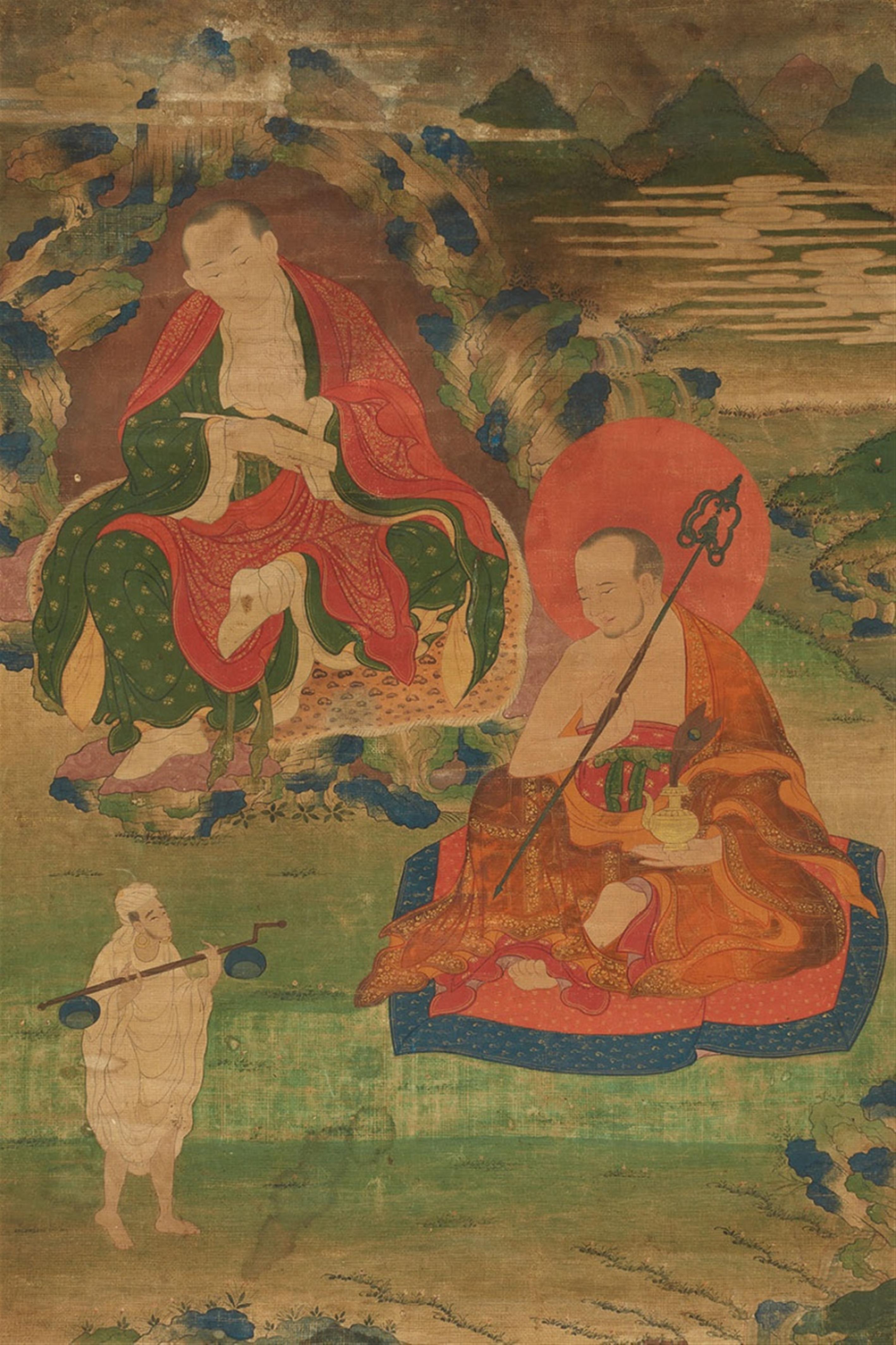 Zwei Thangka von vier arhat. Tibet. 18. Jh. - image-2