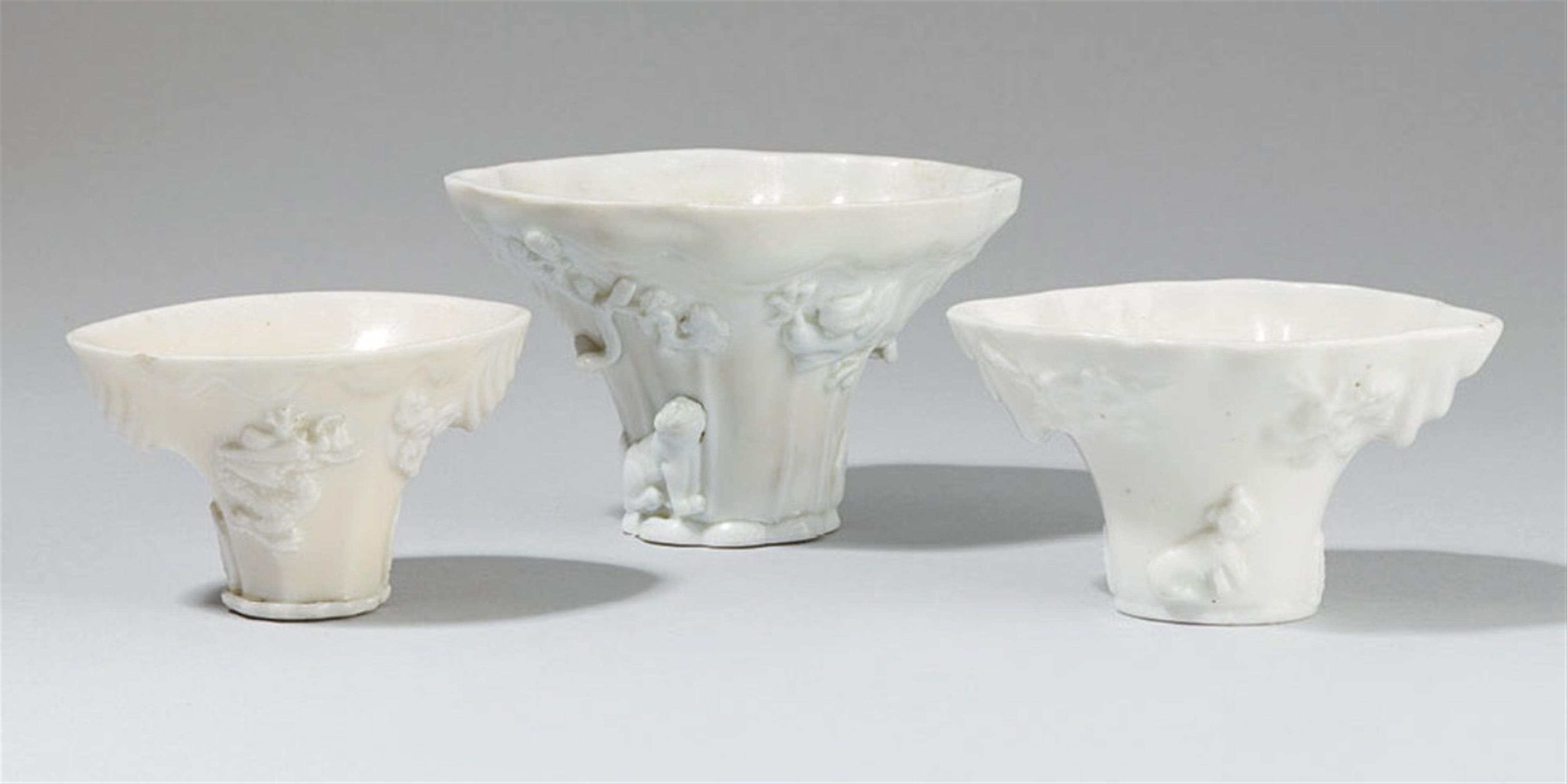 Three blanc de Chine libation cups. 17th/18th century - image-1