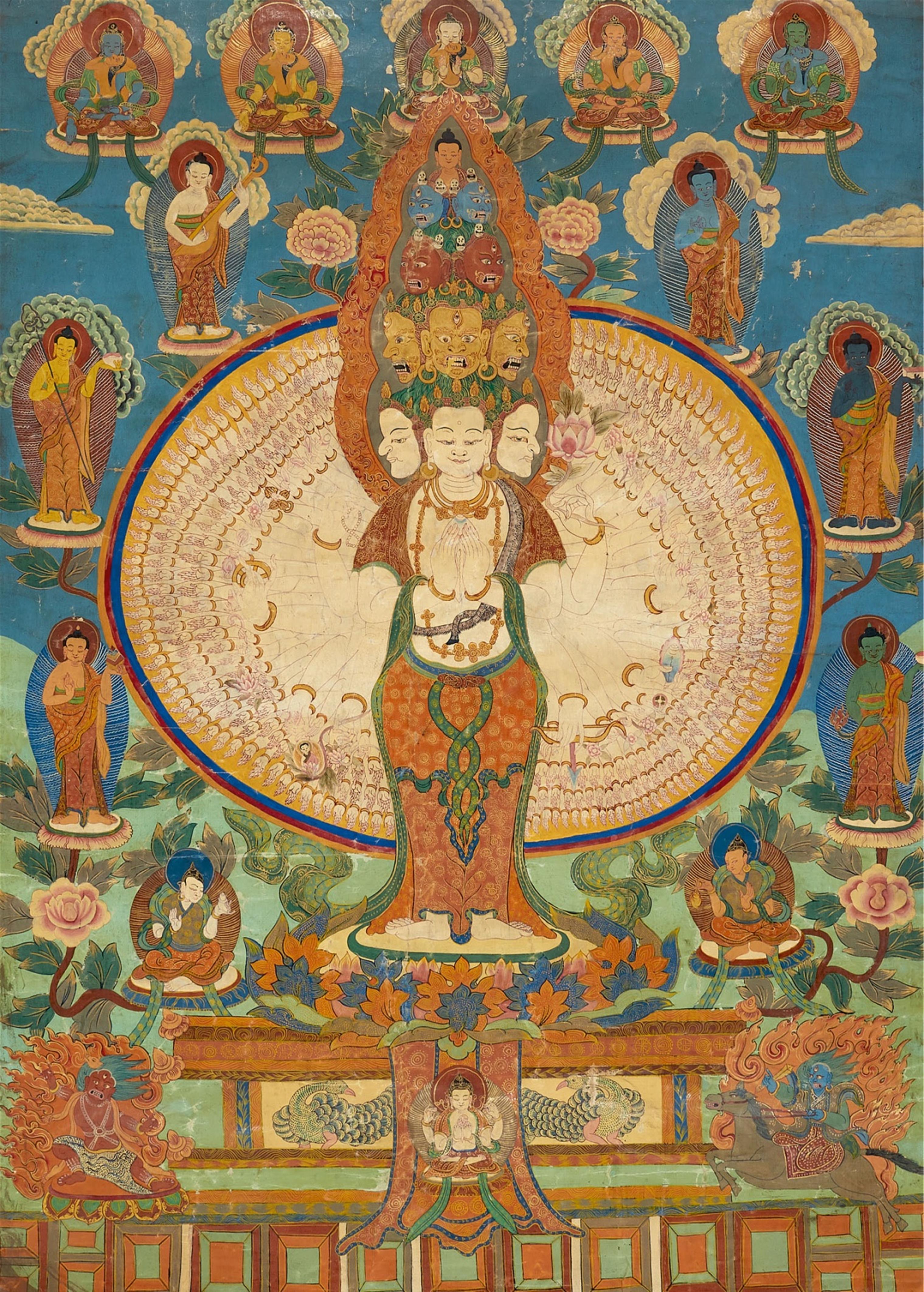 A Tibetan thangka of Avalokiteshvara. 19th/early 20th century - image-1