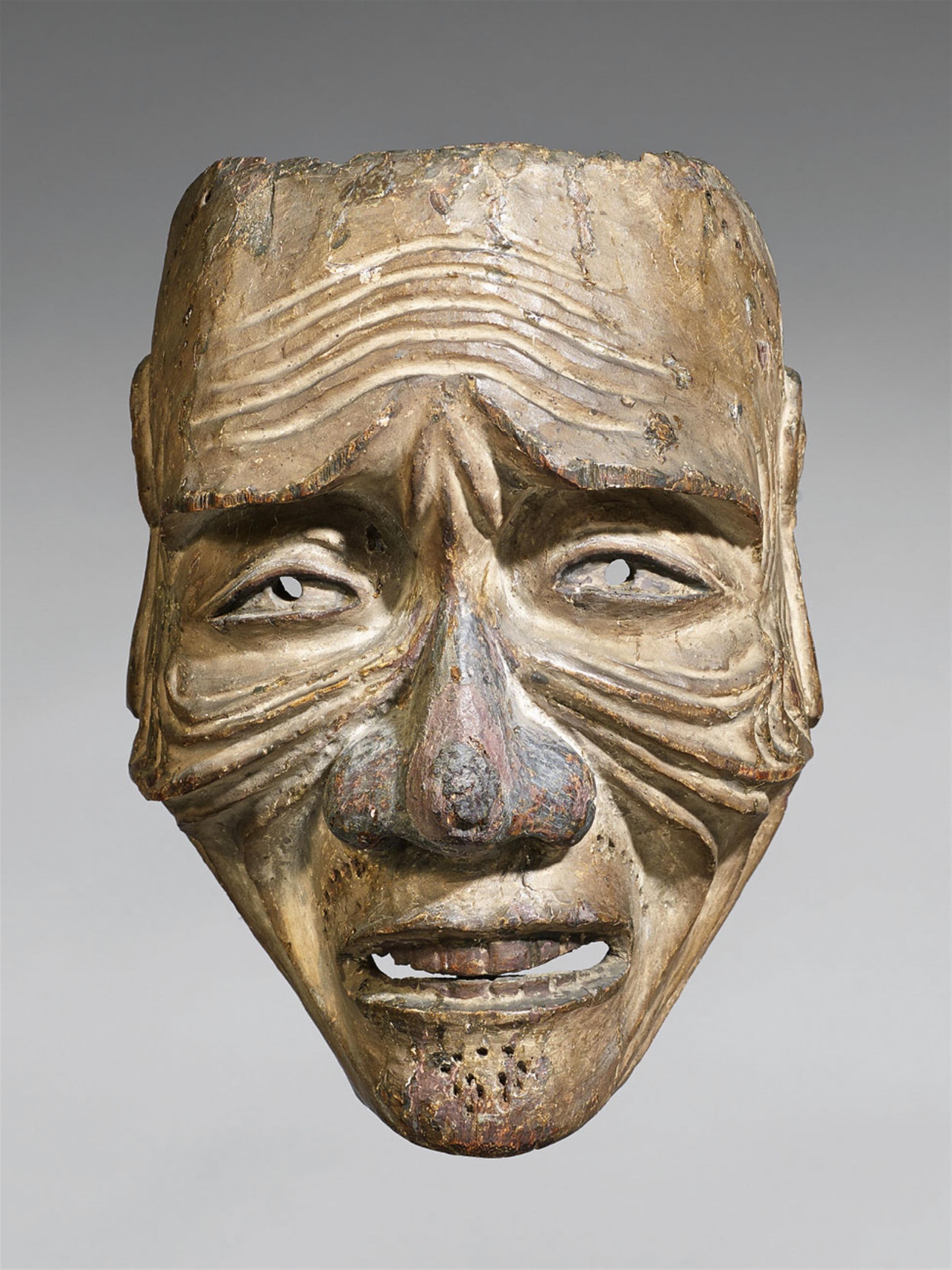 A polychromed kiri wood nô mask. Edo period - image-1