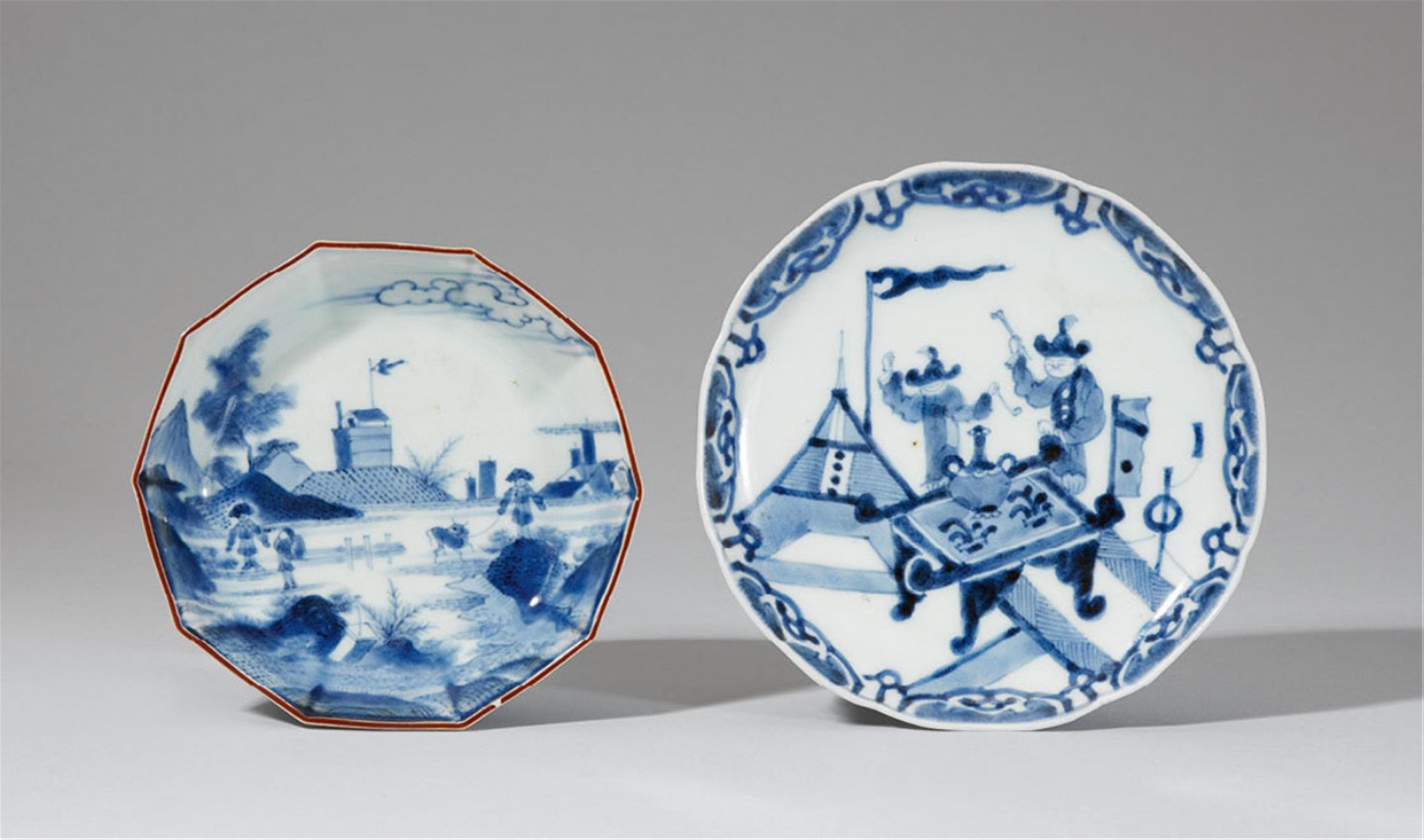 Two blue-and-white Arita dishes. First half 18th century - image-1