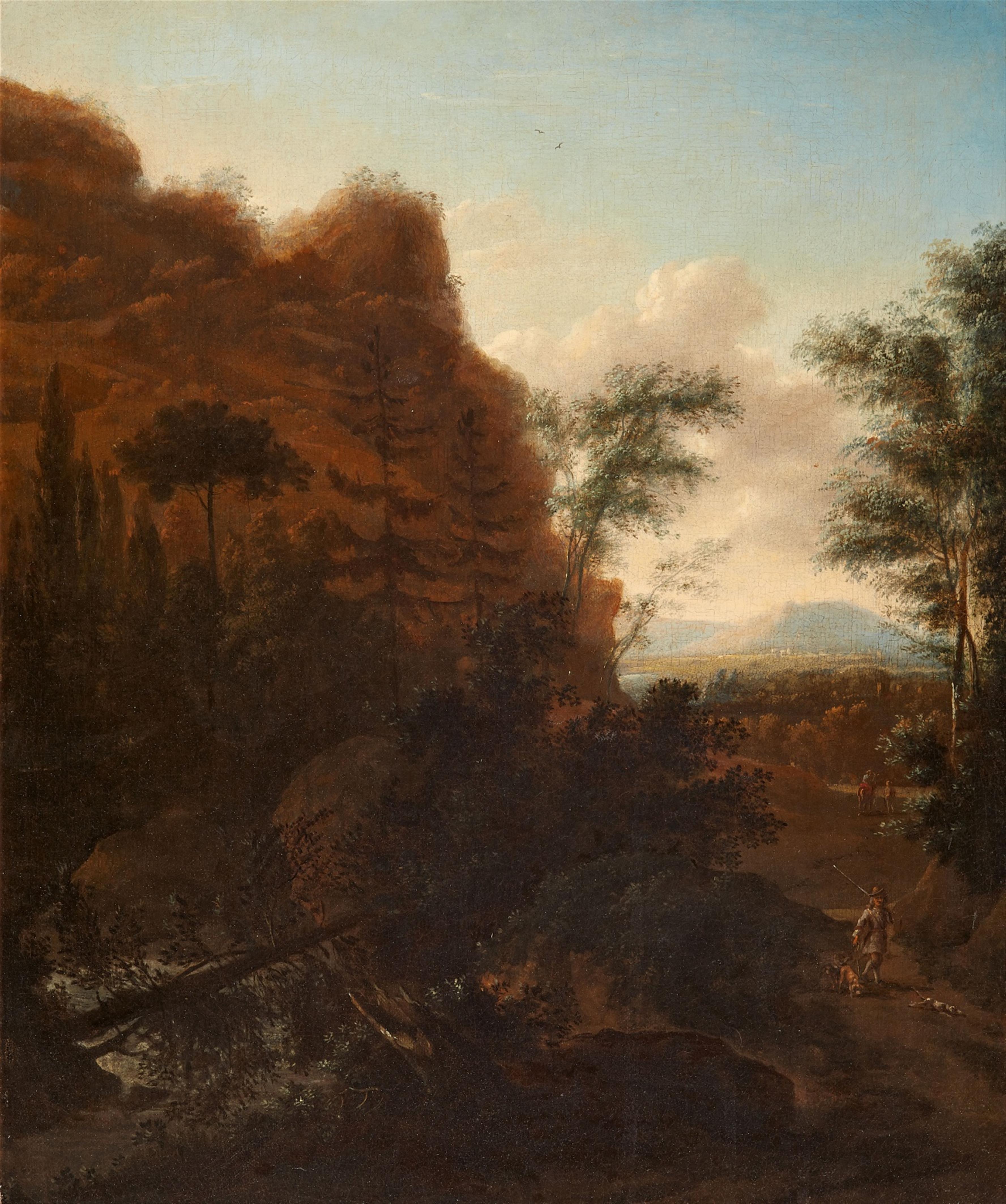 Netherlandish School, early 18th century - Rocky Landscape with Hunters - image-1