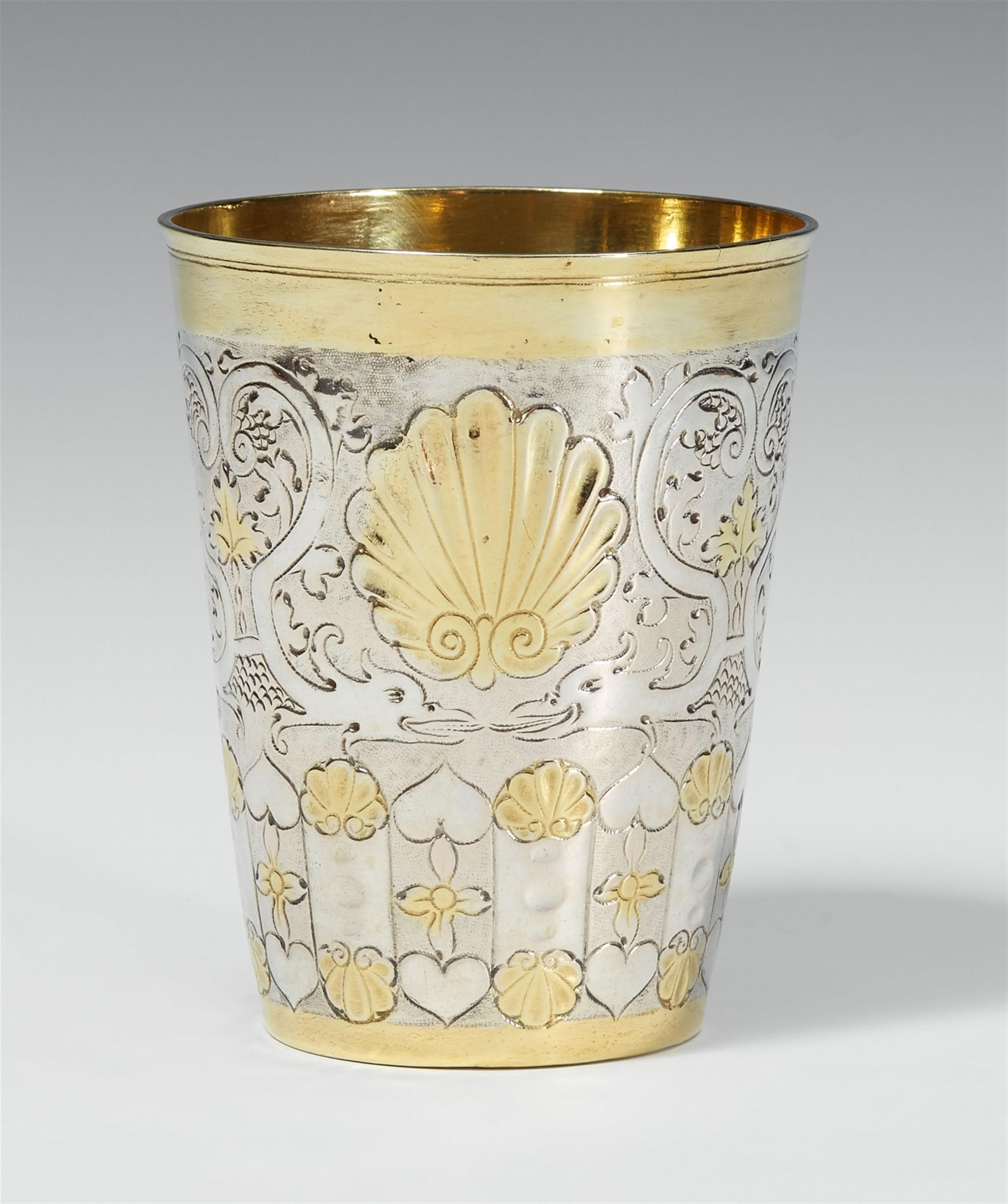 An Ohlau parcel gilt silver beaker. Marks of Gottfried Kittel, ca. 1700. - image-1