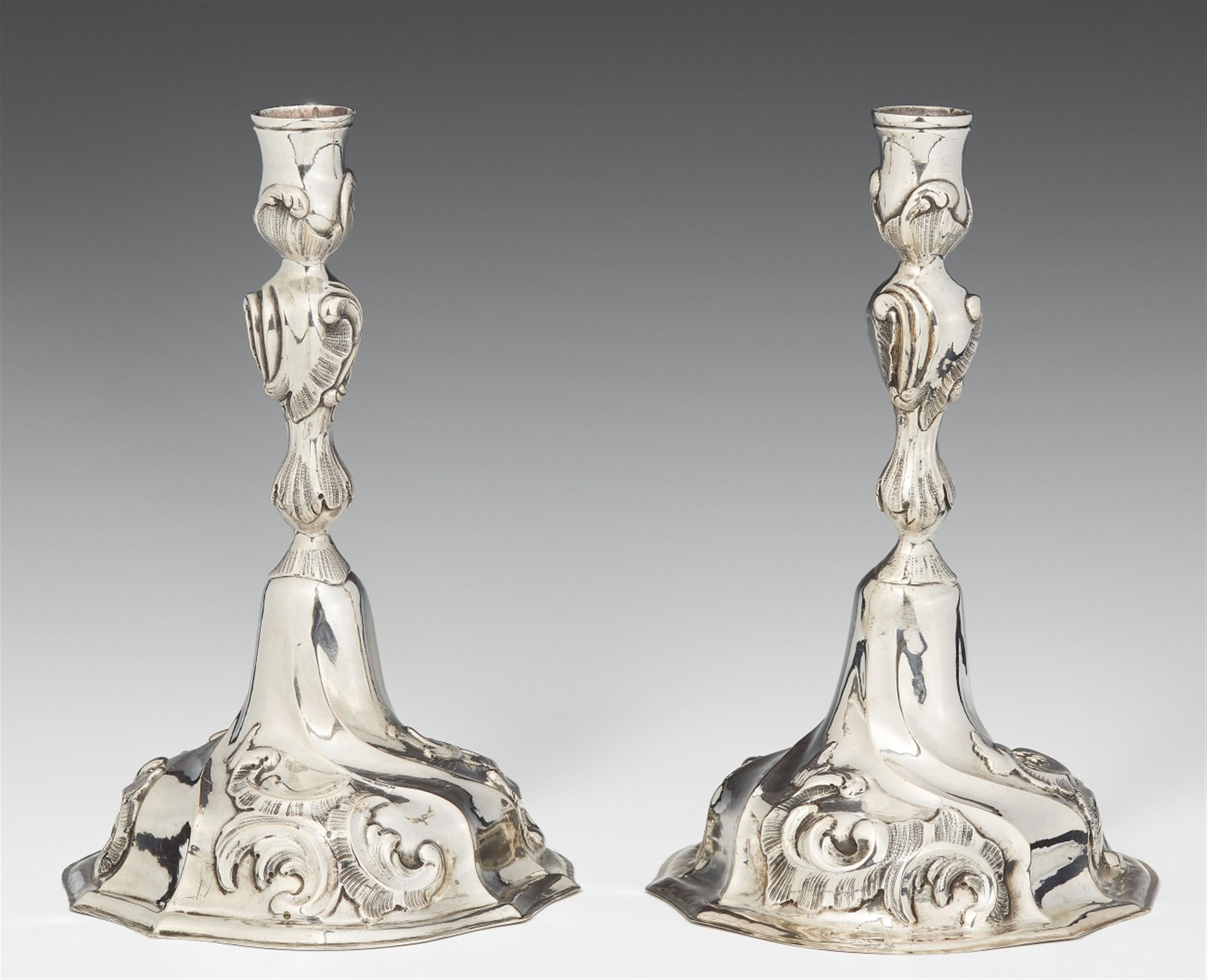 A pair of Breslau Rococo silver candelabra. Marks of Michael Alex, 1761 - 76. - image-1