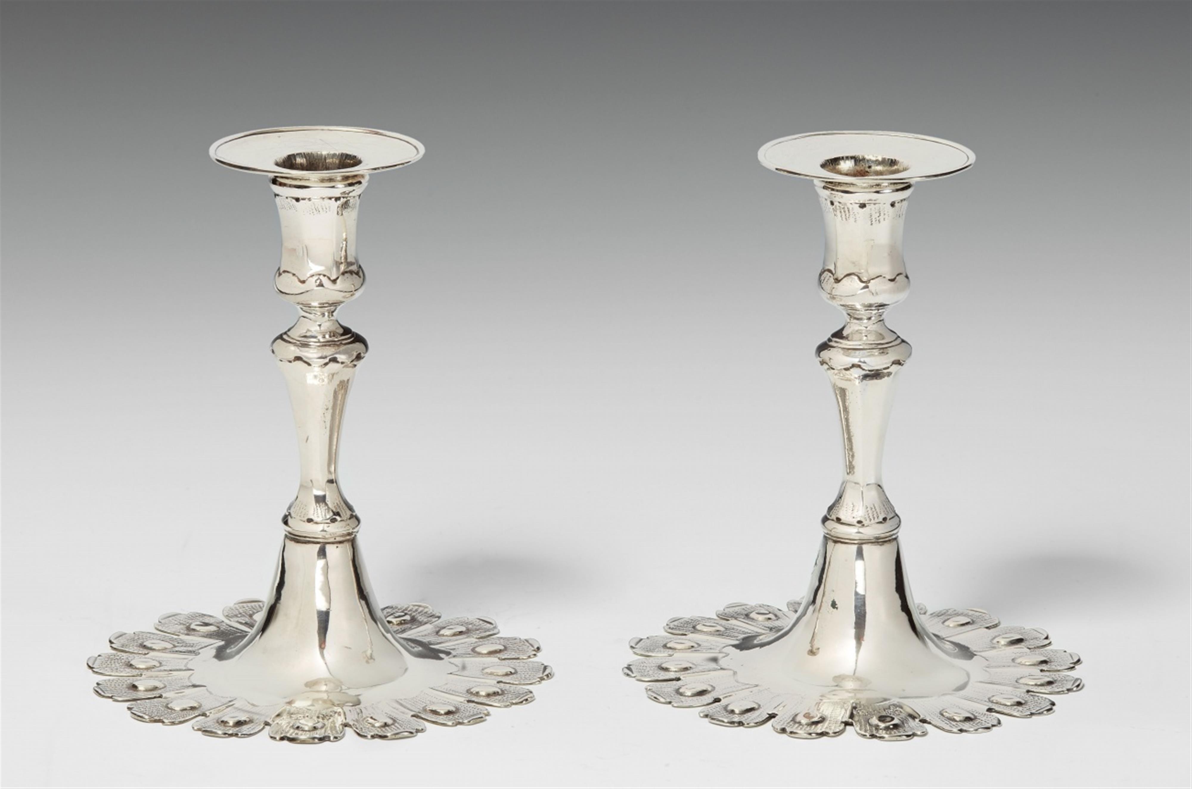 A pair of Riga silver candelabra. Marks of Johann Christoph Borrowsky, ca. 1775. - image-1