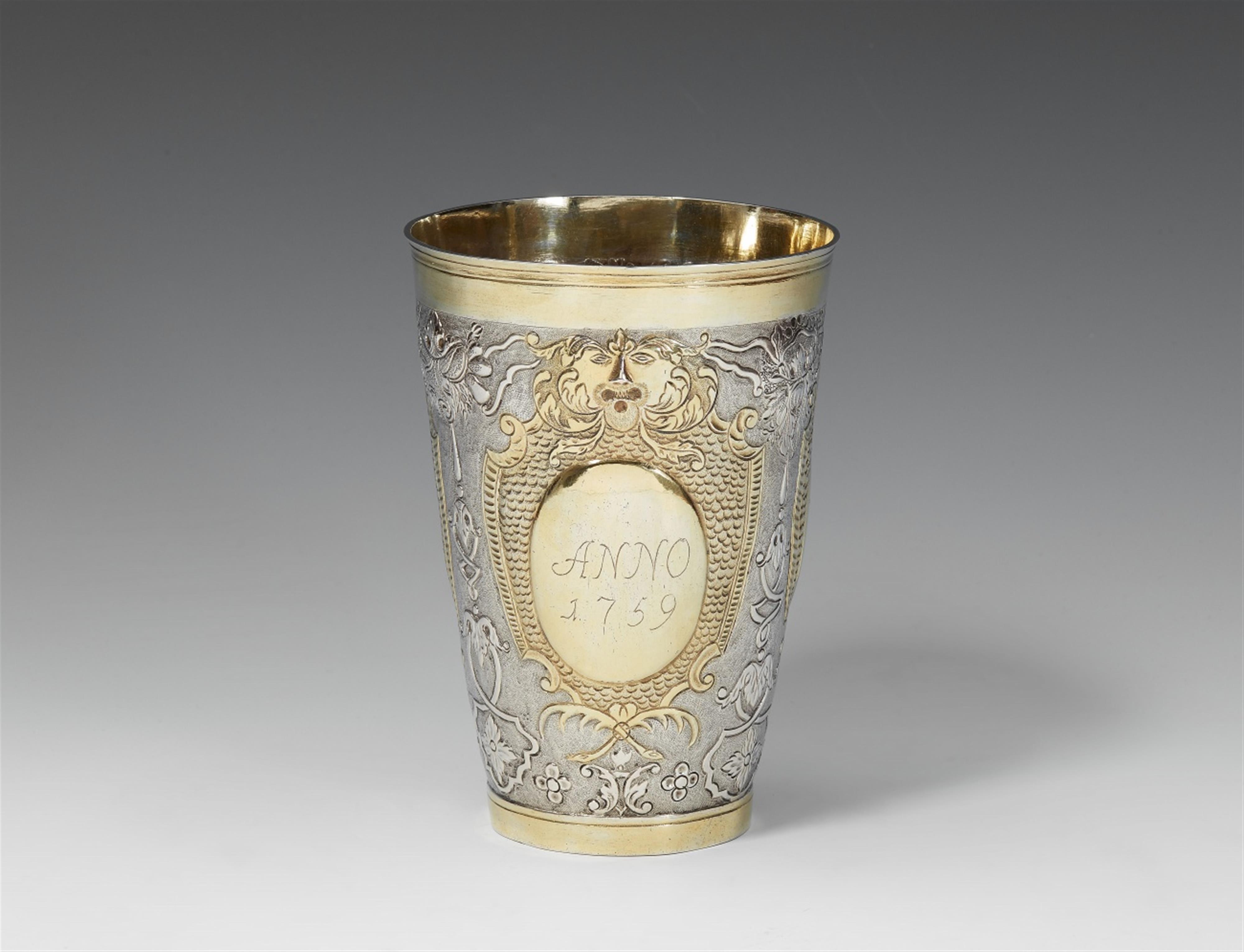 A Stralsund parcel gilt silver guild beaker - image-3