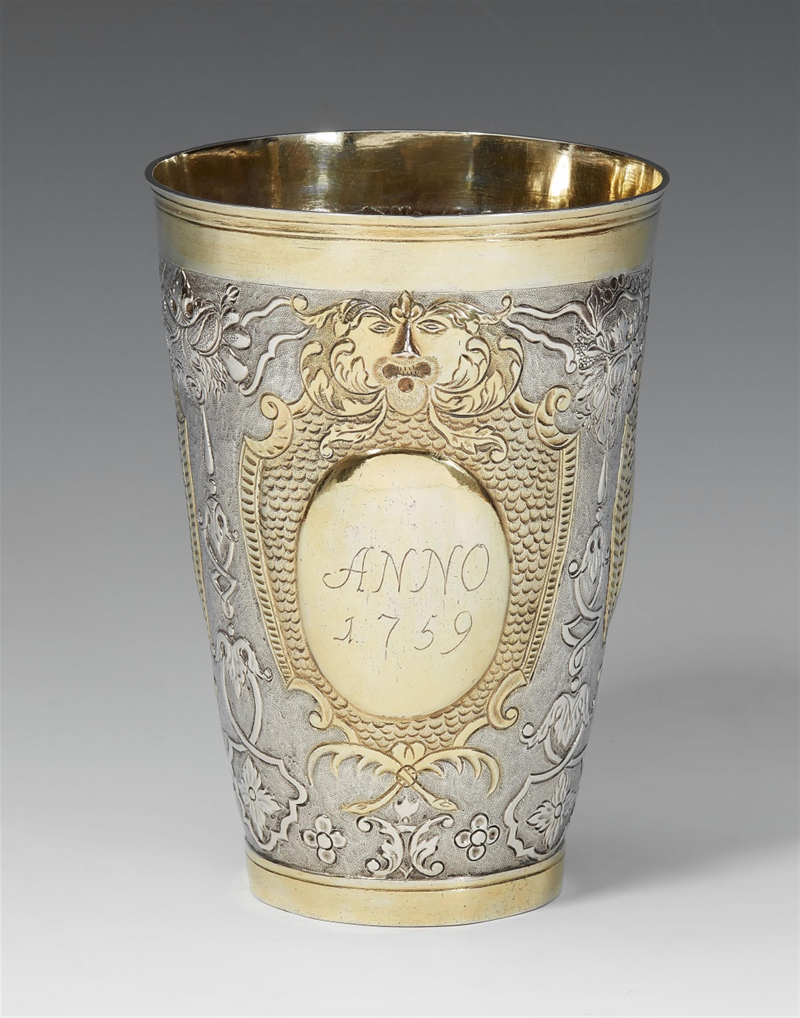 A Stralsund parcel gilt silver guild beaker - image-1