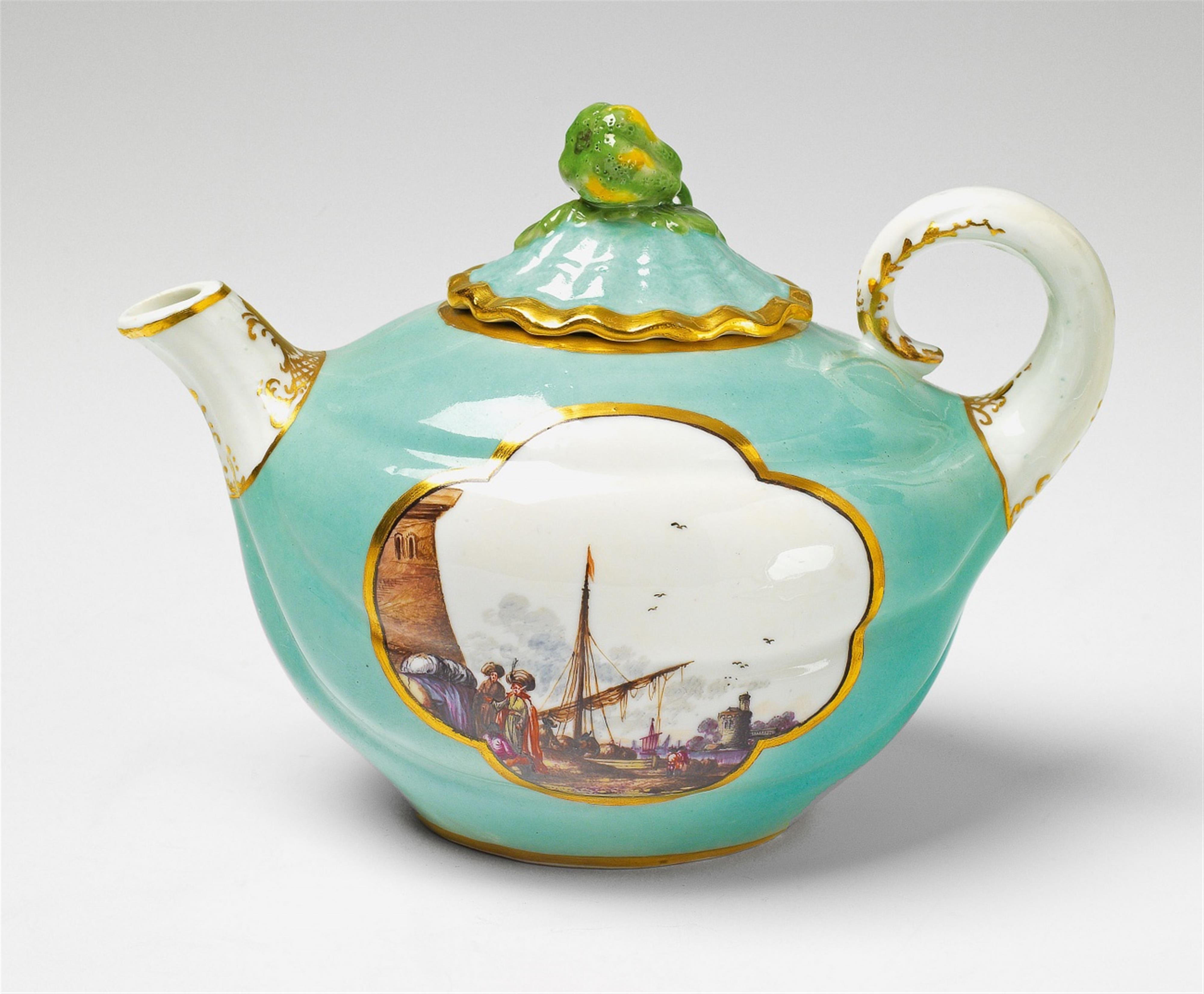 A Meissen porcelain teapot formed as a pumpkin - image-3