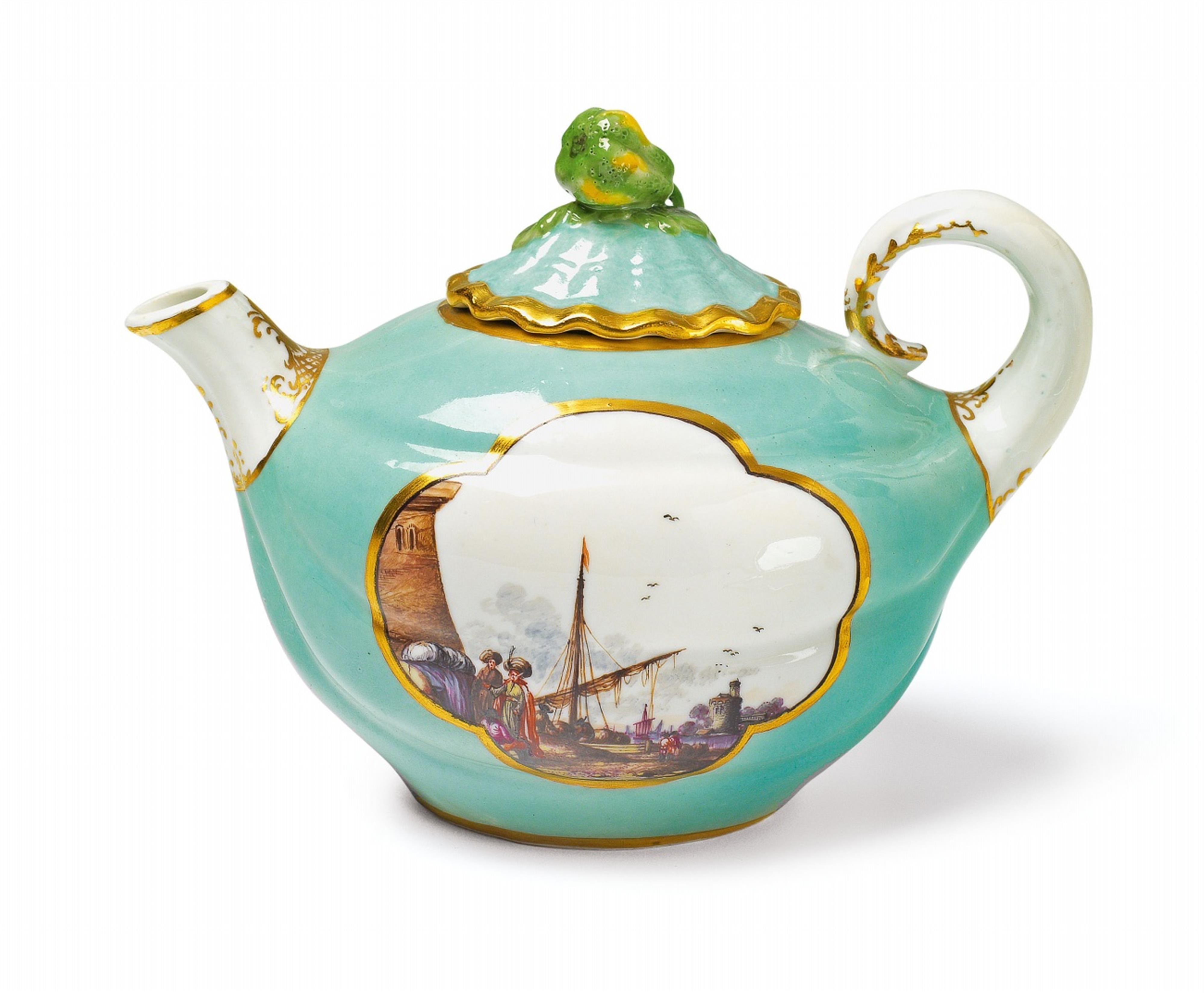 A Meissen porcelain teapot formed as a pumpkin - image-1