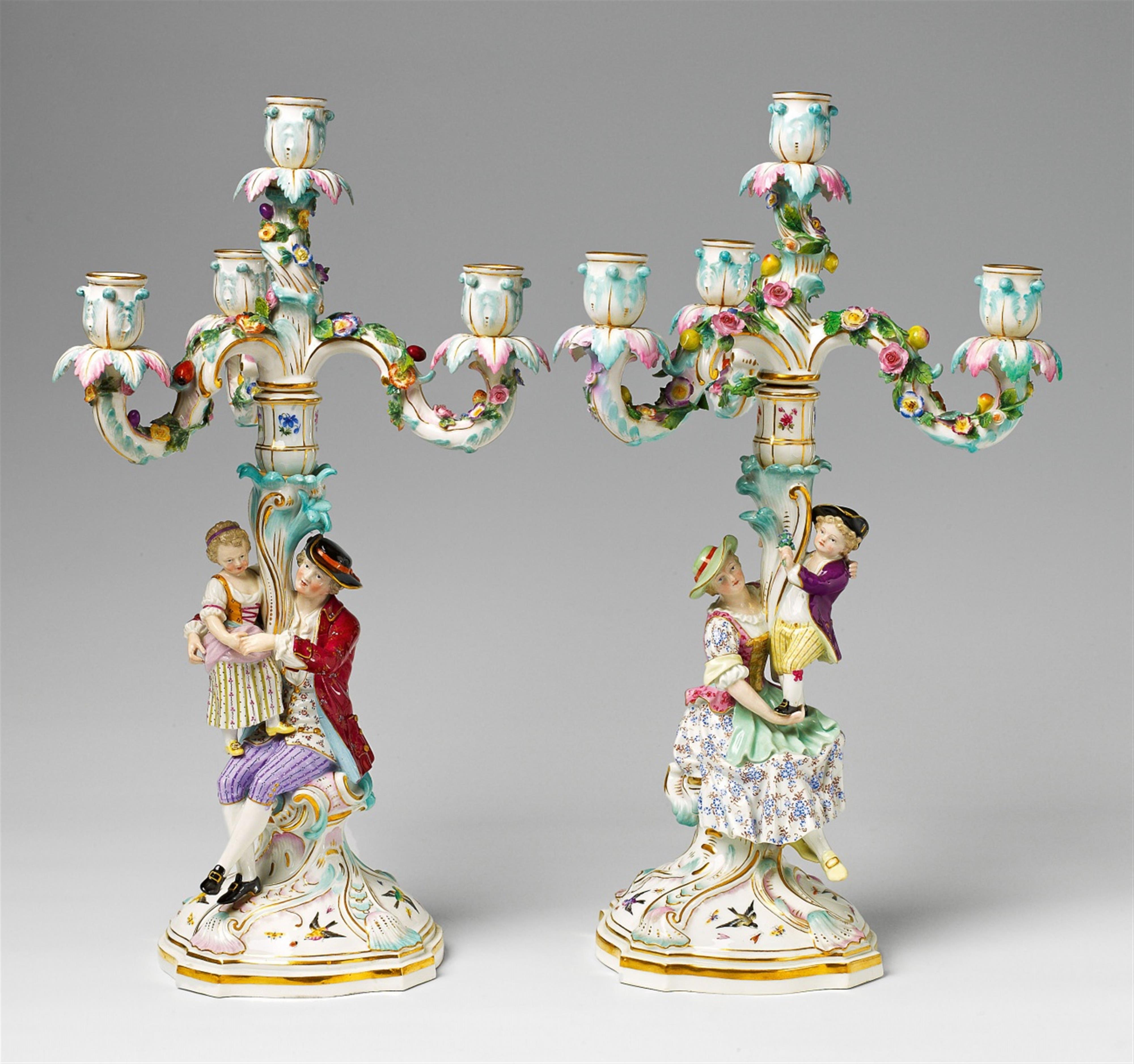 Two large Meissen porcelain table candelabra - image-1