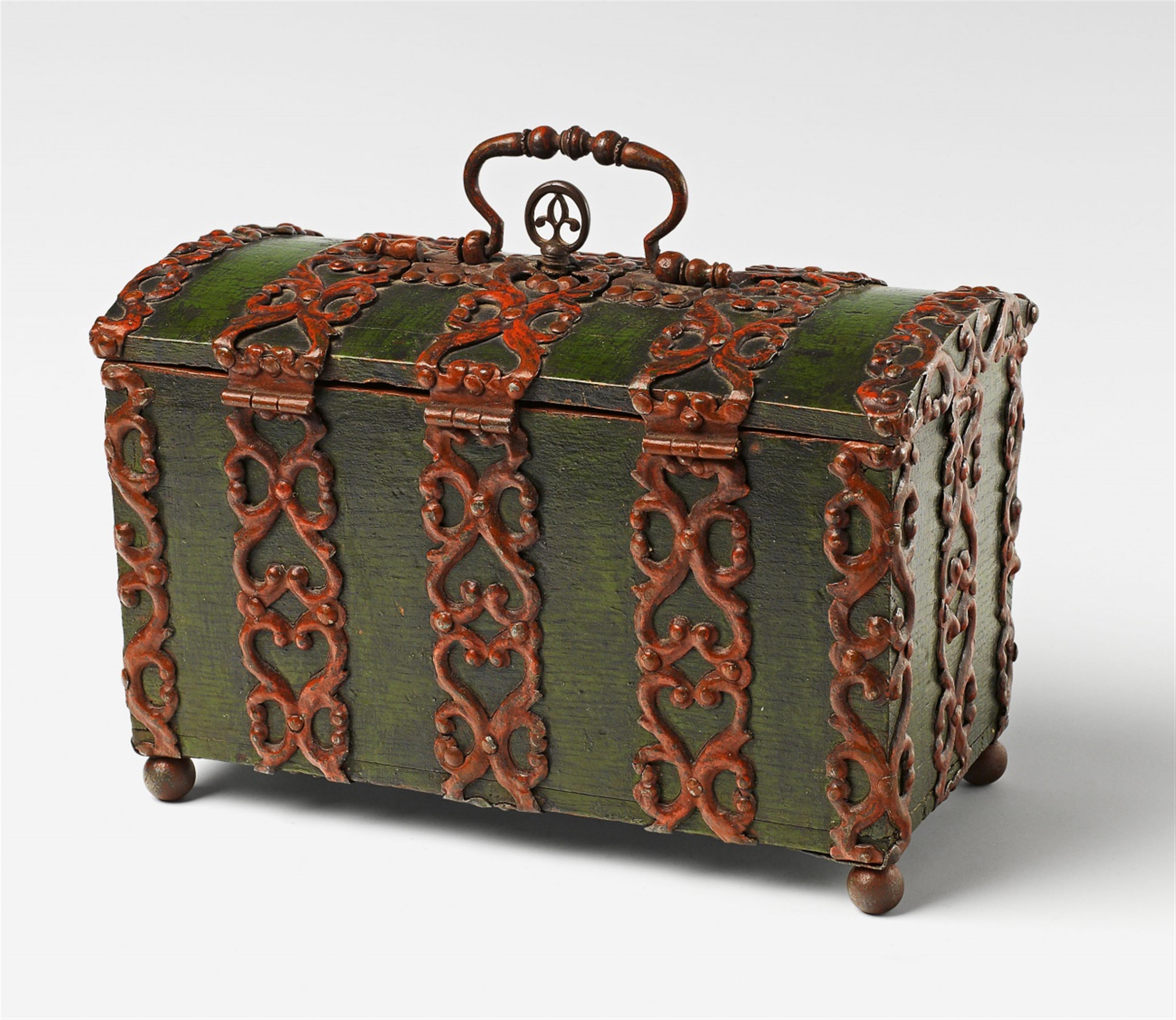 A small German green painted softwood casket - image-1