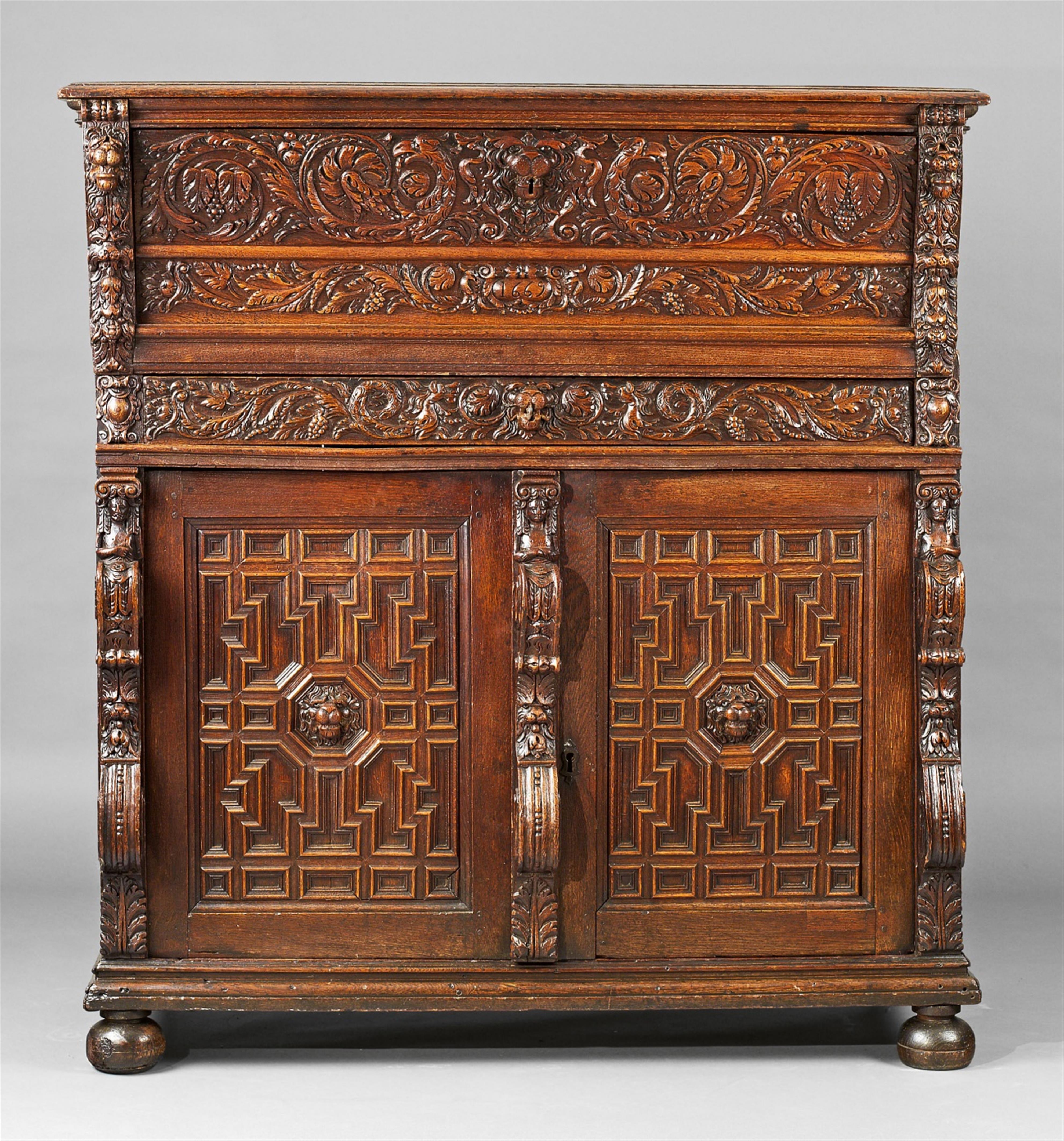 A rare carved oaken half-length cabinet, so called "ribbank" - image-1