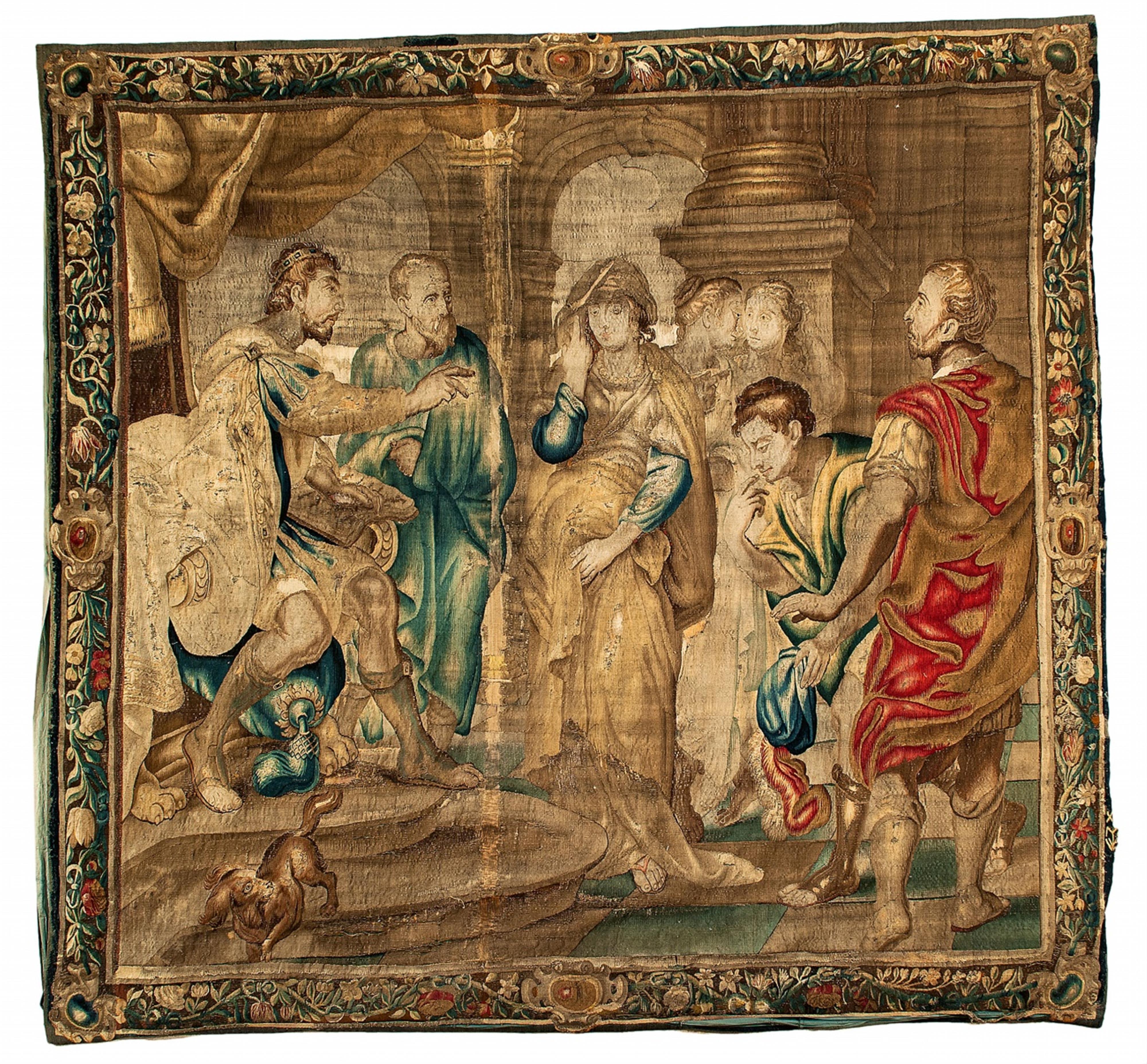A Brussels wool and silk tapestry with an Old Testament scene - image-1
