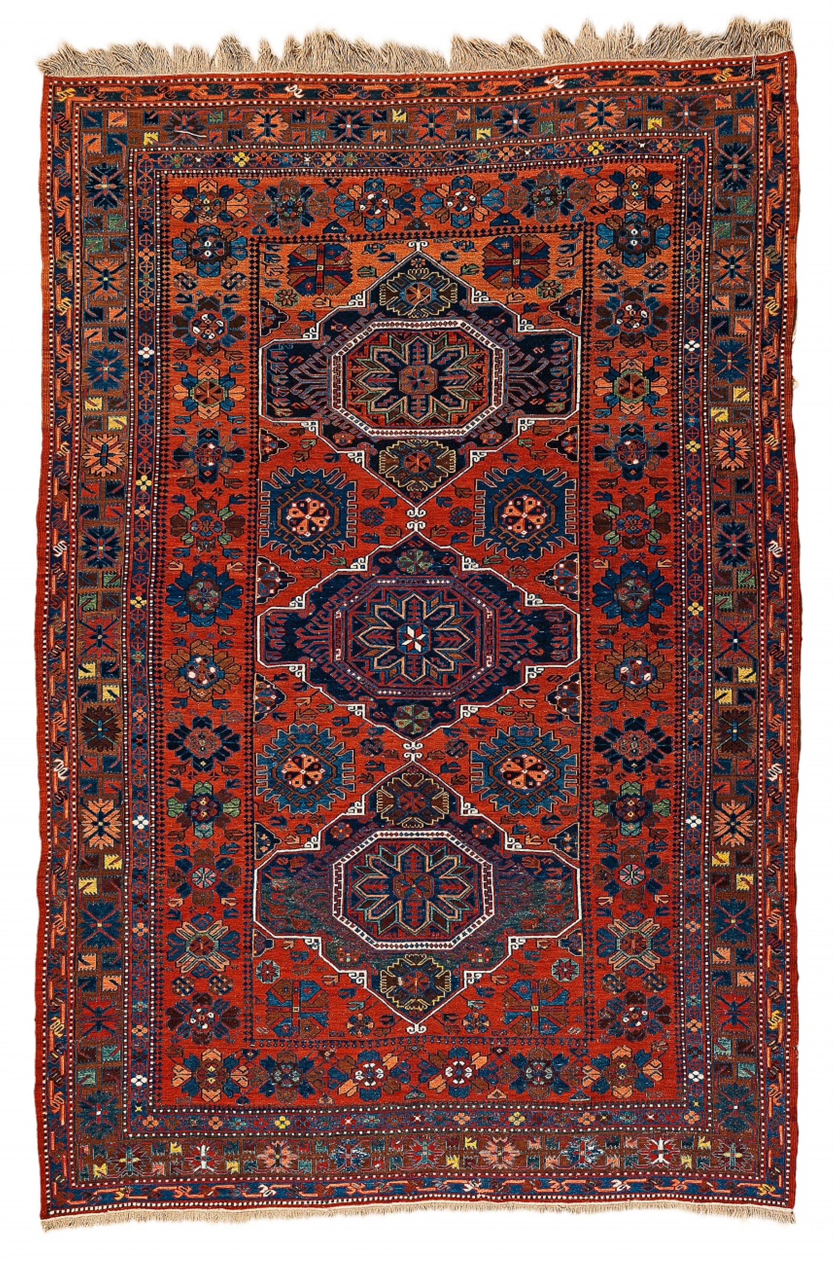 A woolen Soumakh Kelim carpet with three medallions - image-1