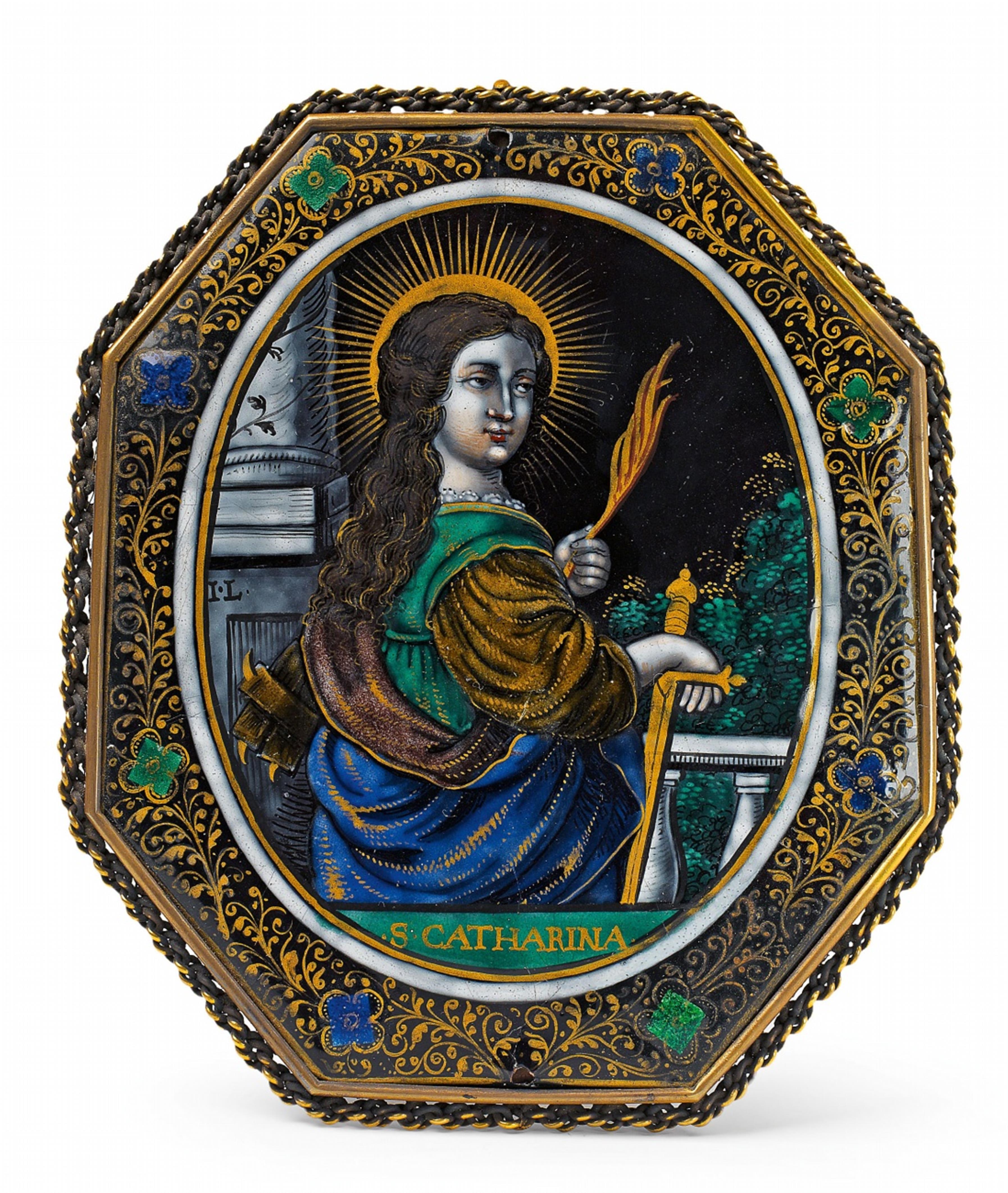 A Limoges enamel plaque with St. Catherine - image-1