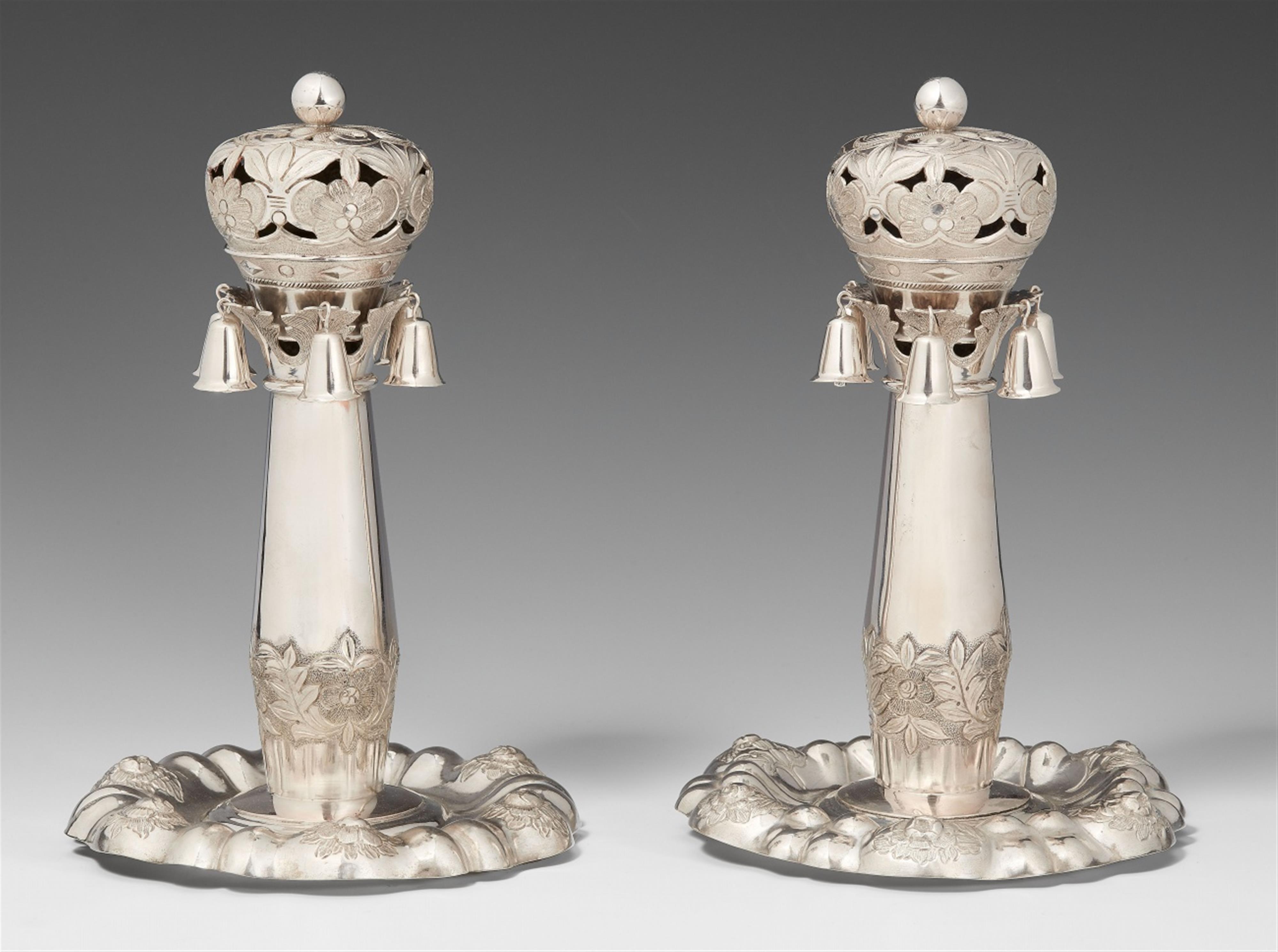 A pair of Vienna silver torah finials. Unidentified maker's mark "AW", 1850. - image-1