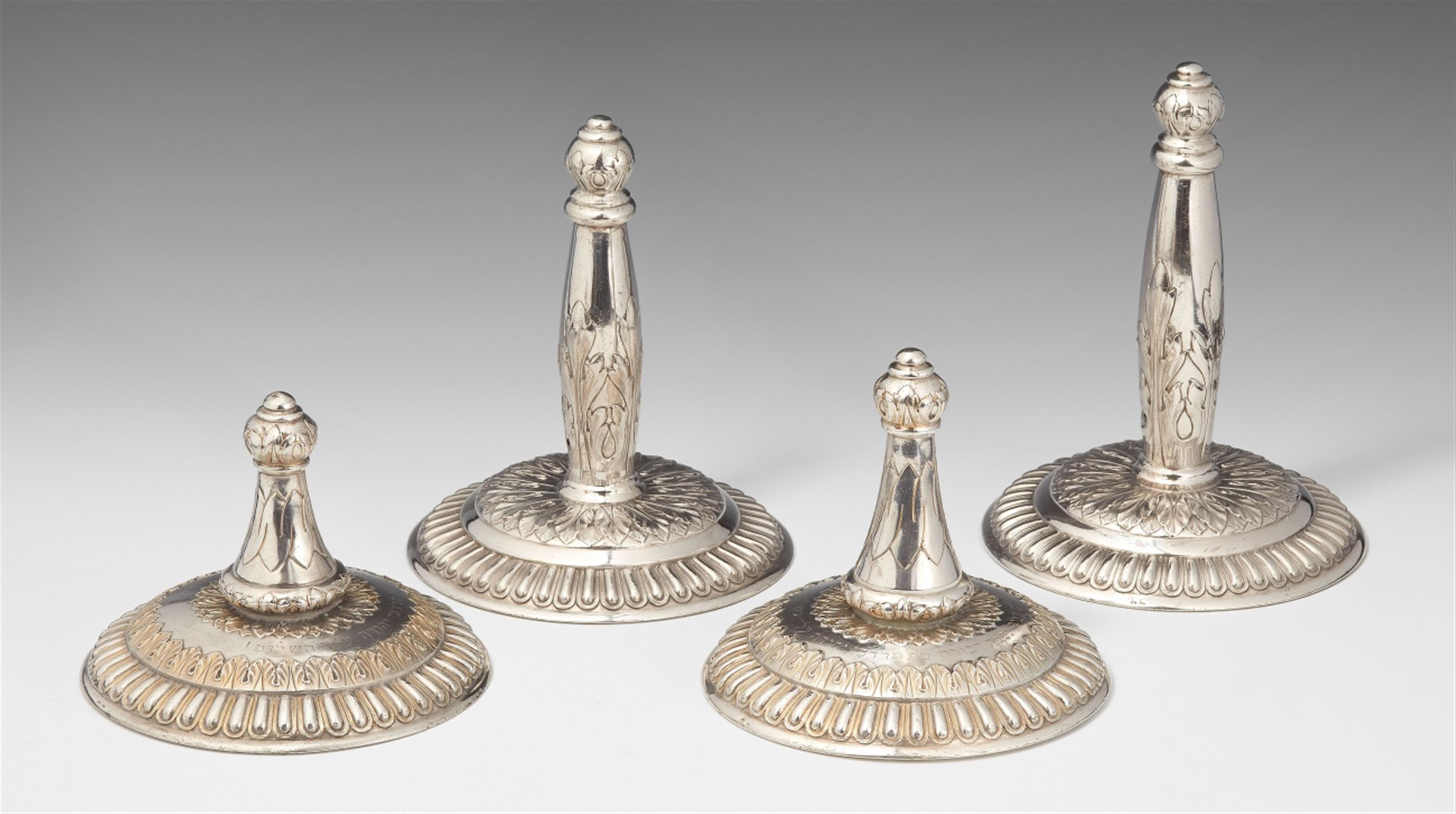 A pair of Vienna parcel gilt silver torah finials and handles. Unidentified maker's mark "HD", 1872 - 1922. - image-1