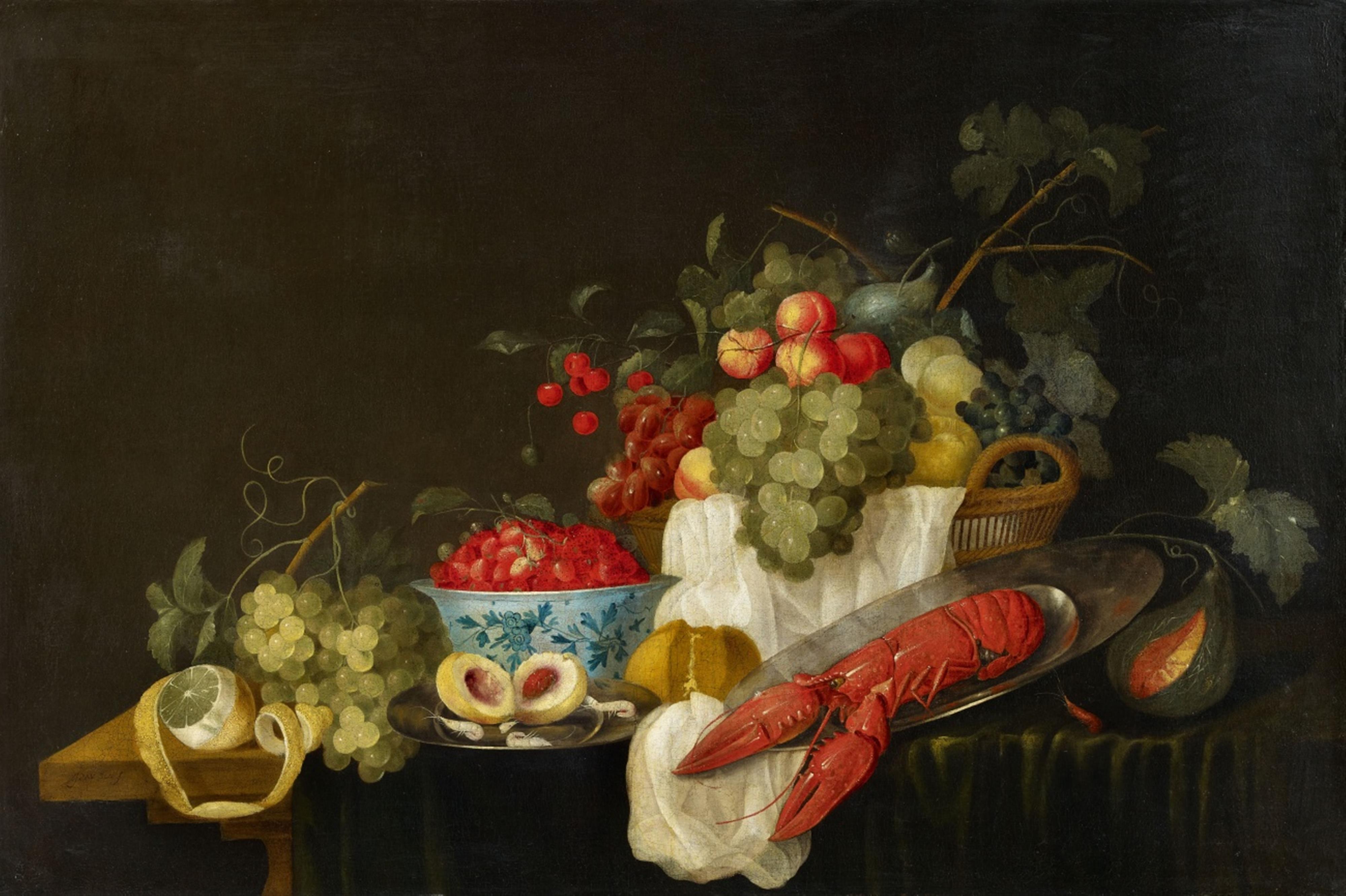 Flemish School, 17th century - Opulent Still Life with Fruit and a Lobster - image-1