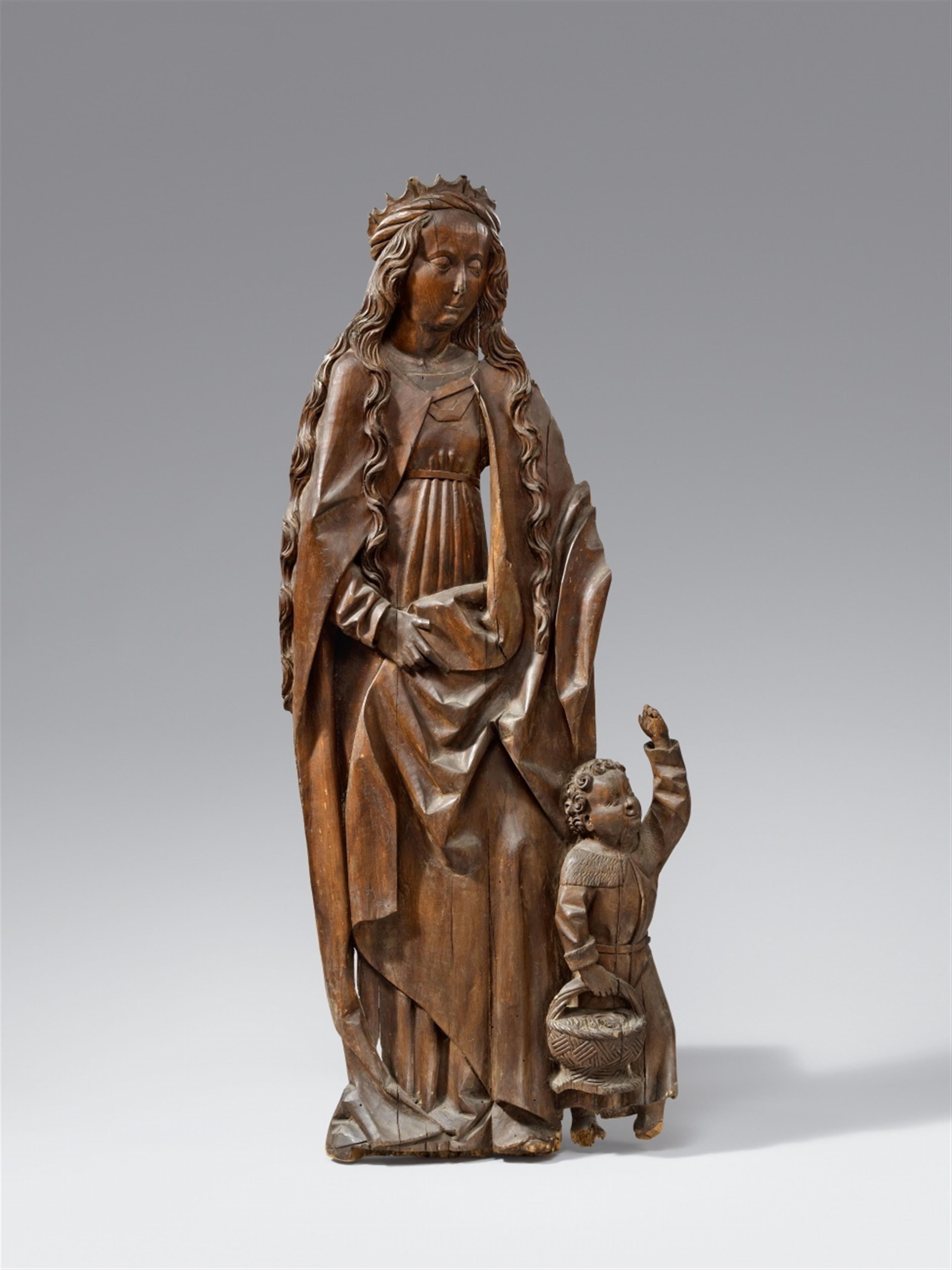 Probably Central Germany circa 1490 - A presumably Central German carved wooden depiction of Saint Dorothy, circa 1490 - image-1