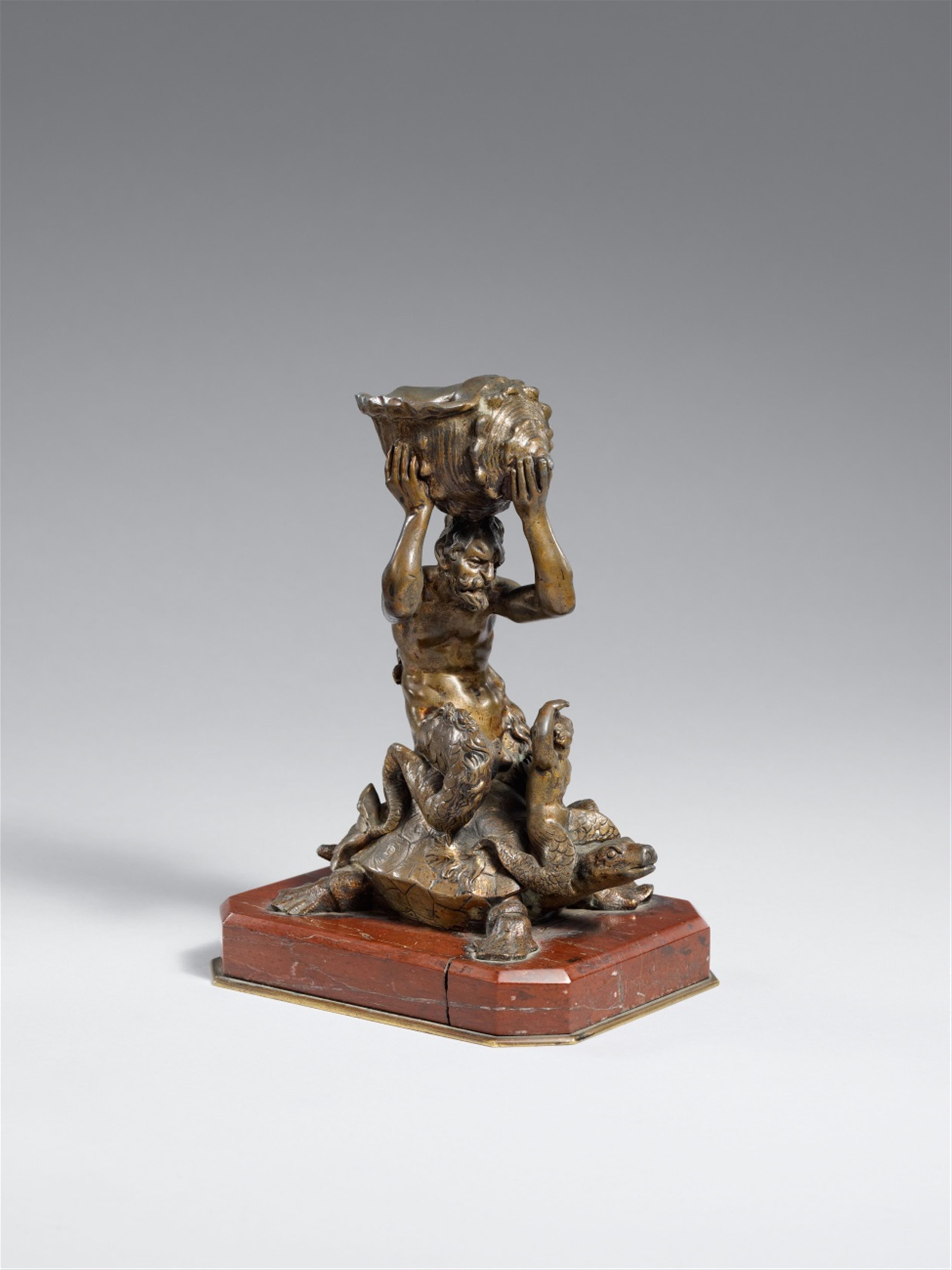 Probably Flemish 17th century - A 17th century bronze figure of Triton riding a turtle, presumably Flemish - image-1