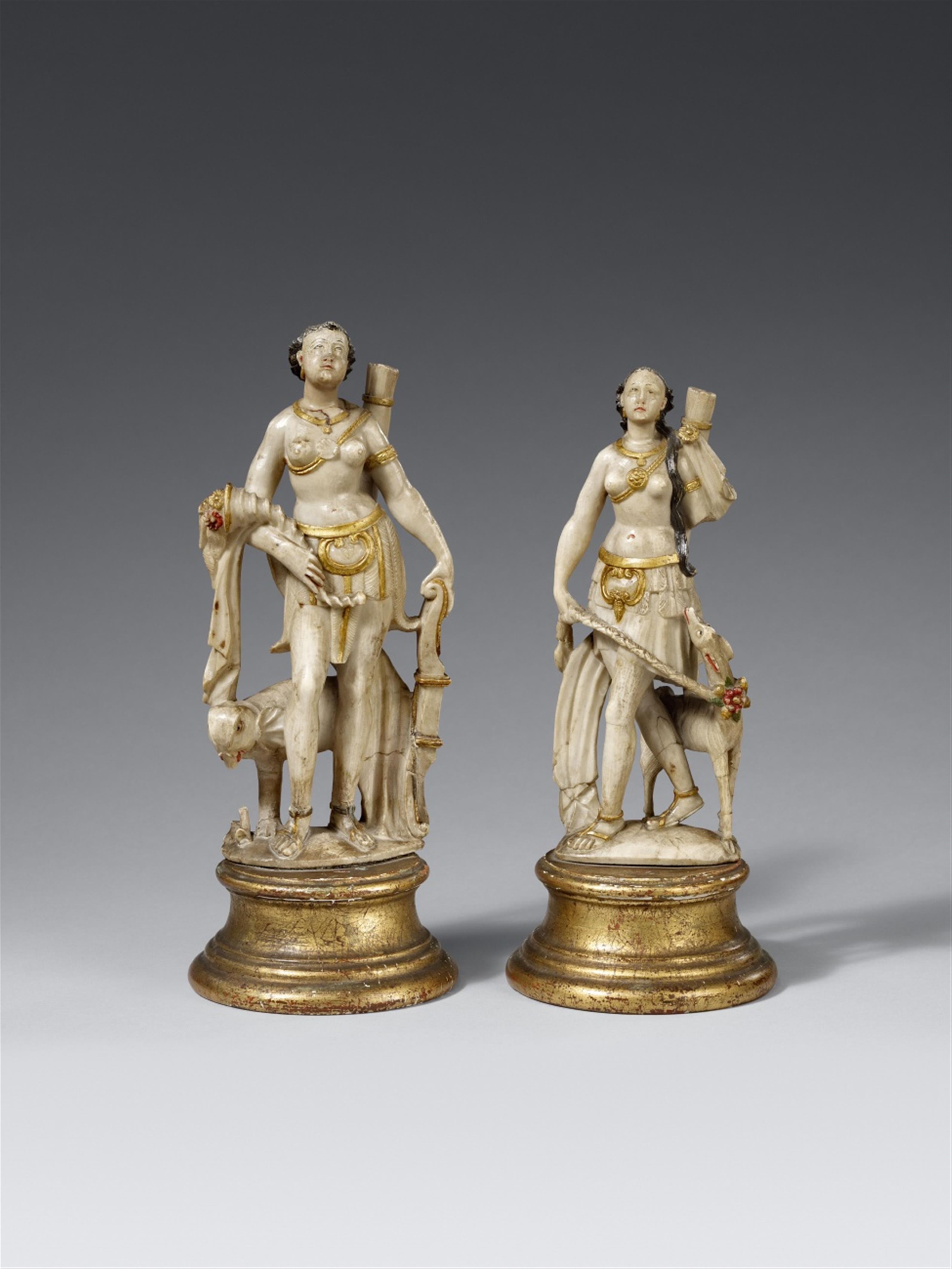 Probably Spain 17th century - Two 17th century allegorical alabaster figures of Africa and America, possibly Spanish - image-1