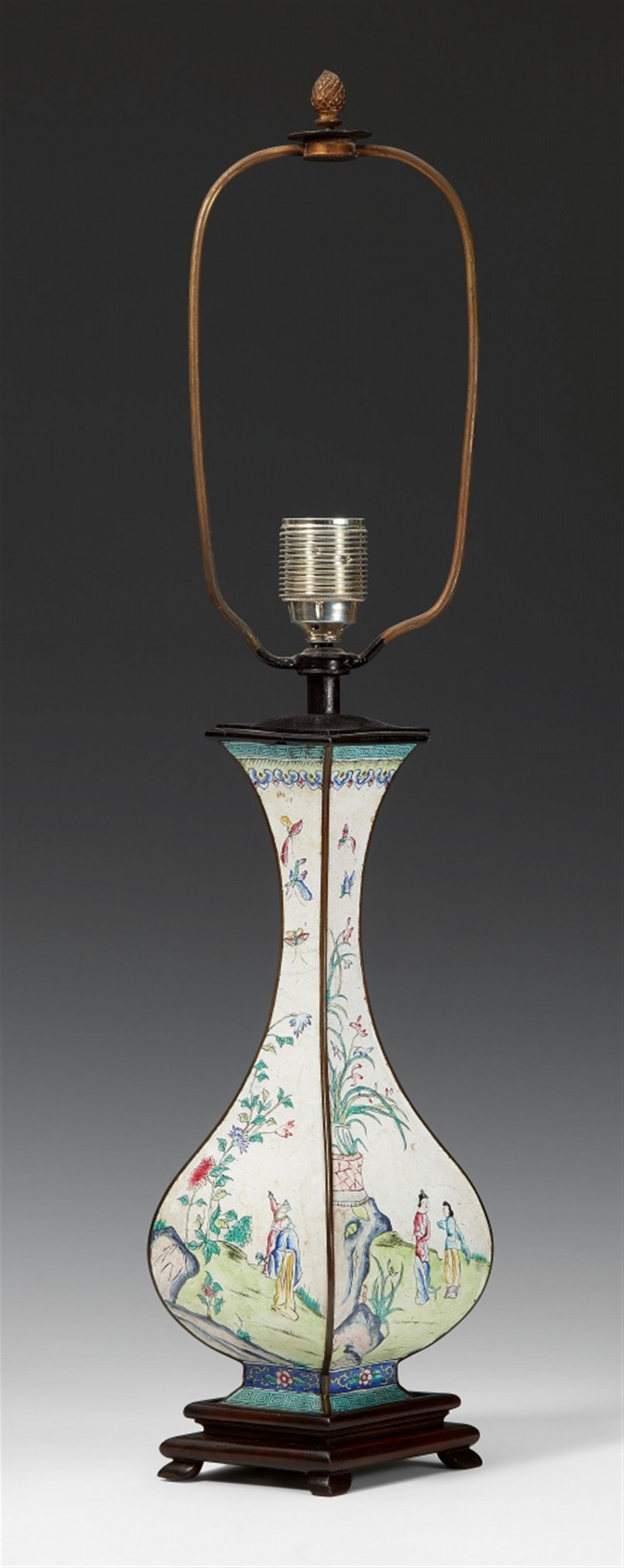 A pear-shaped enamel on copper vase. Early 20th century - image-1