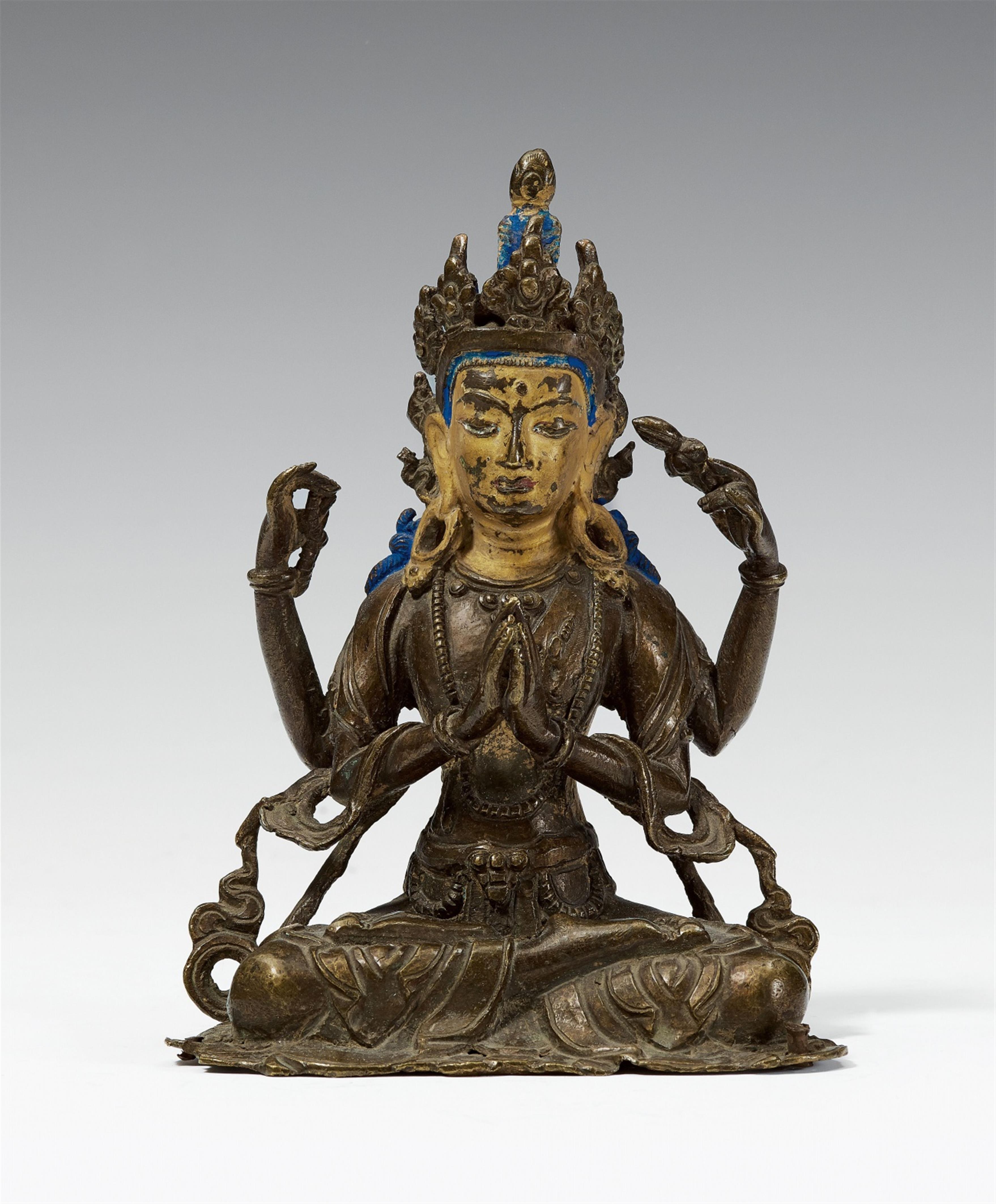 A Tibetan bronze figure of Avalokiteshvara. 17th century - image-1